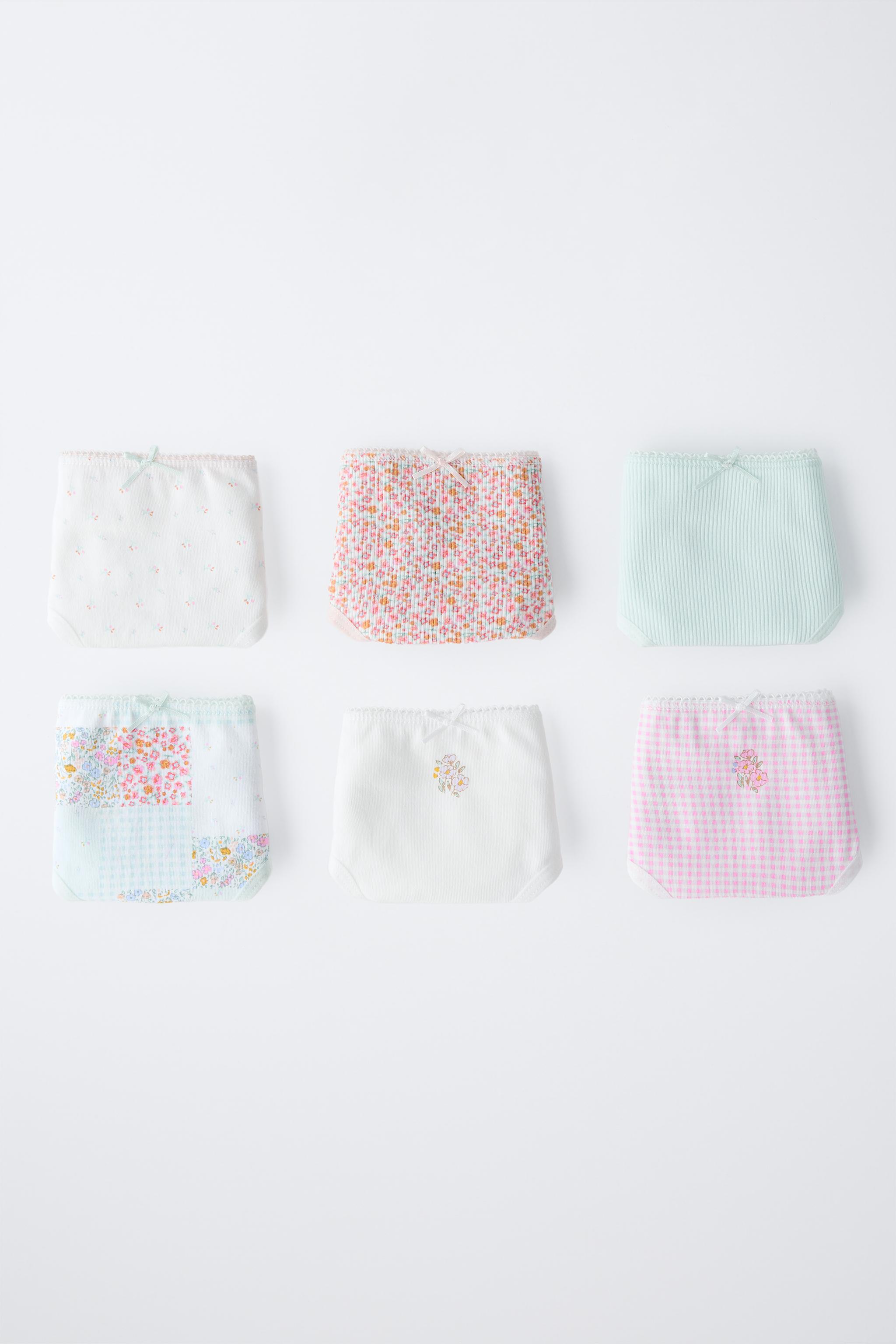 2-6 YEARS/ SIX-PACK OF RIBBED PATCHWORK AND FLORAL UNDERWEAR