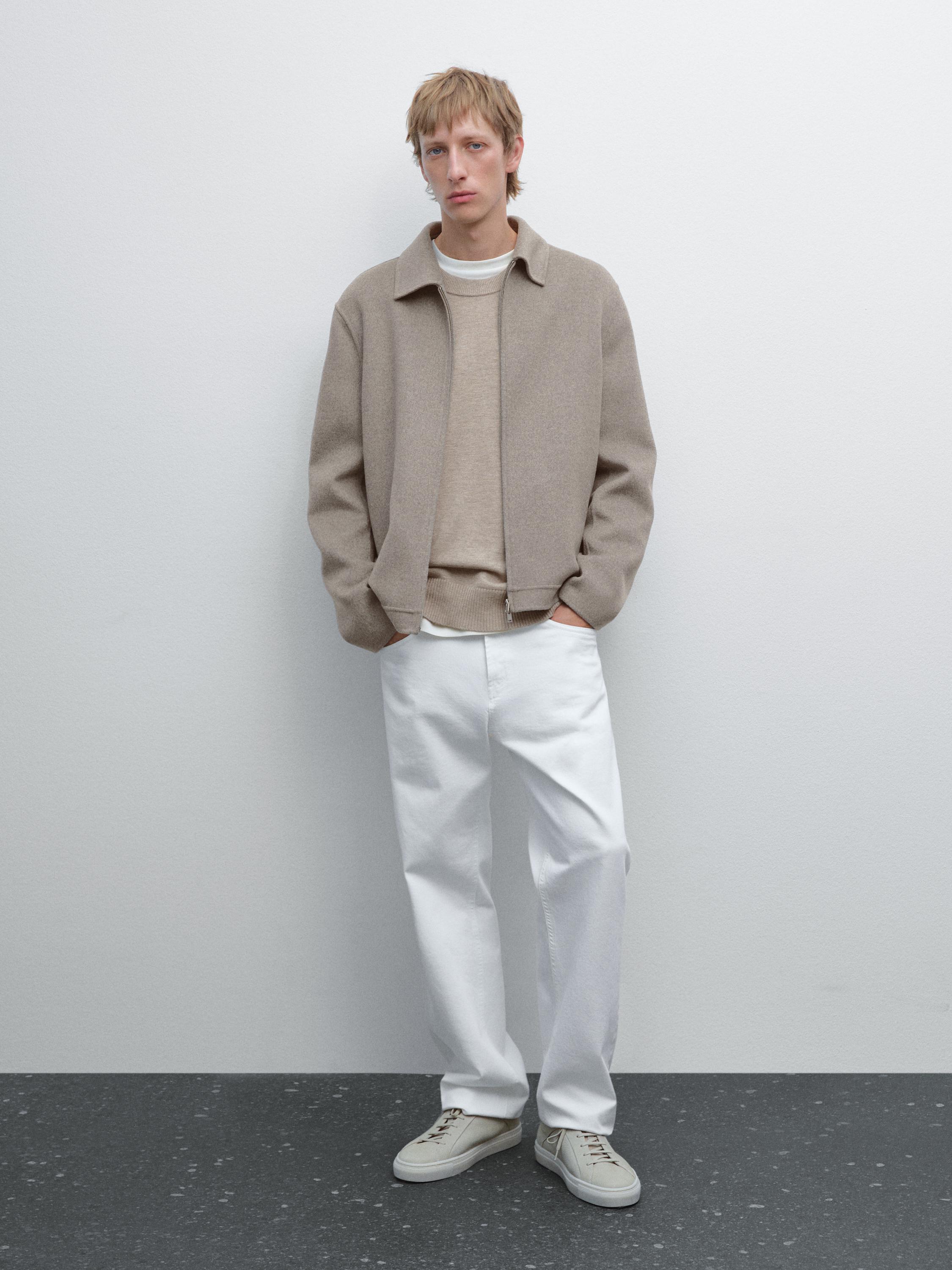 Double zip wool jacket