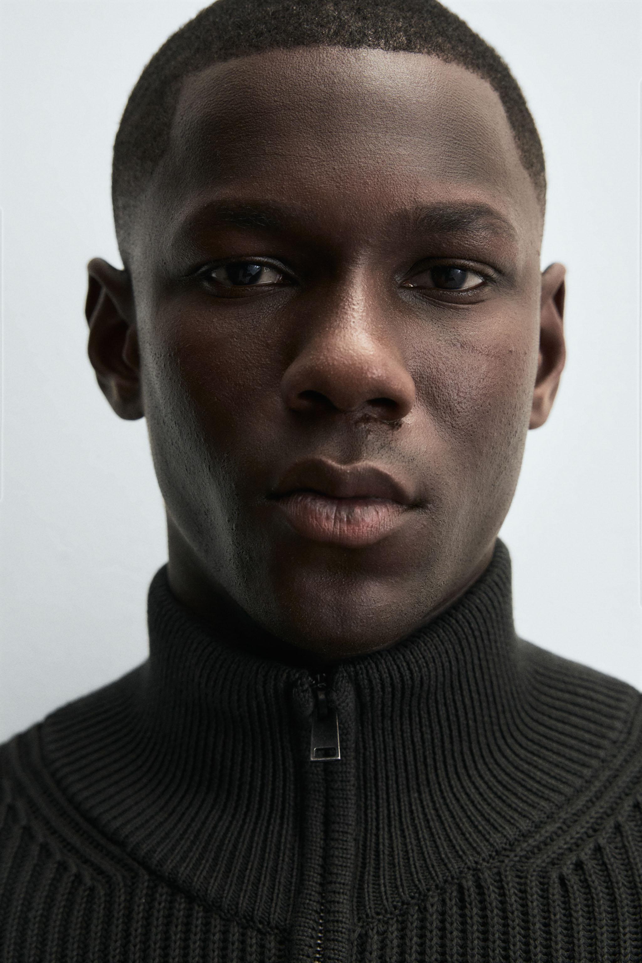 PURL KNIT ZIP-UP CARDIGAN