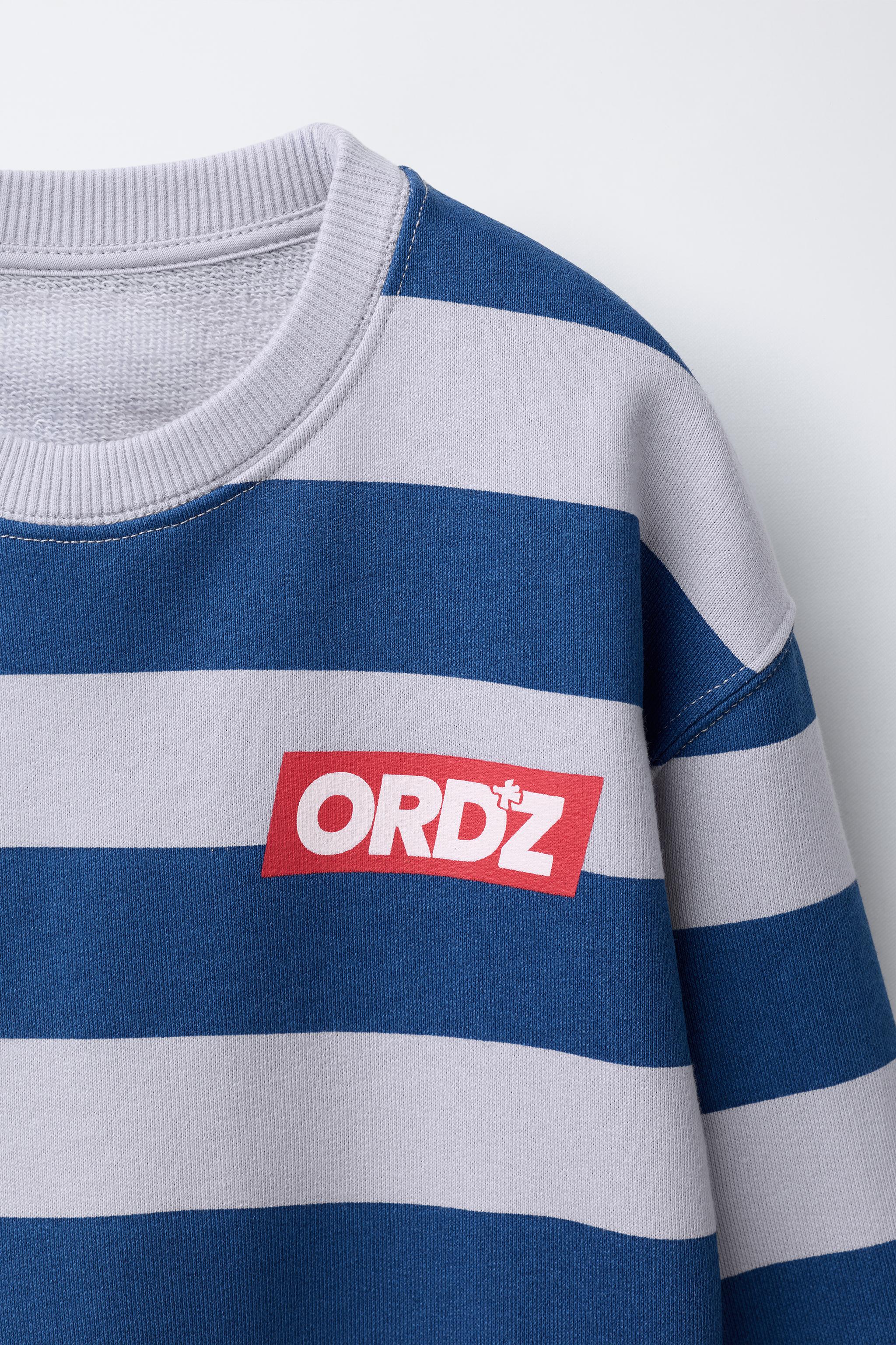 STRIPED TEXT SWEATSHIRT