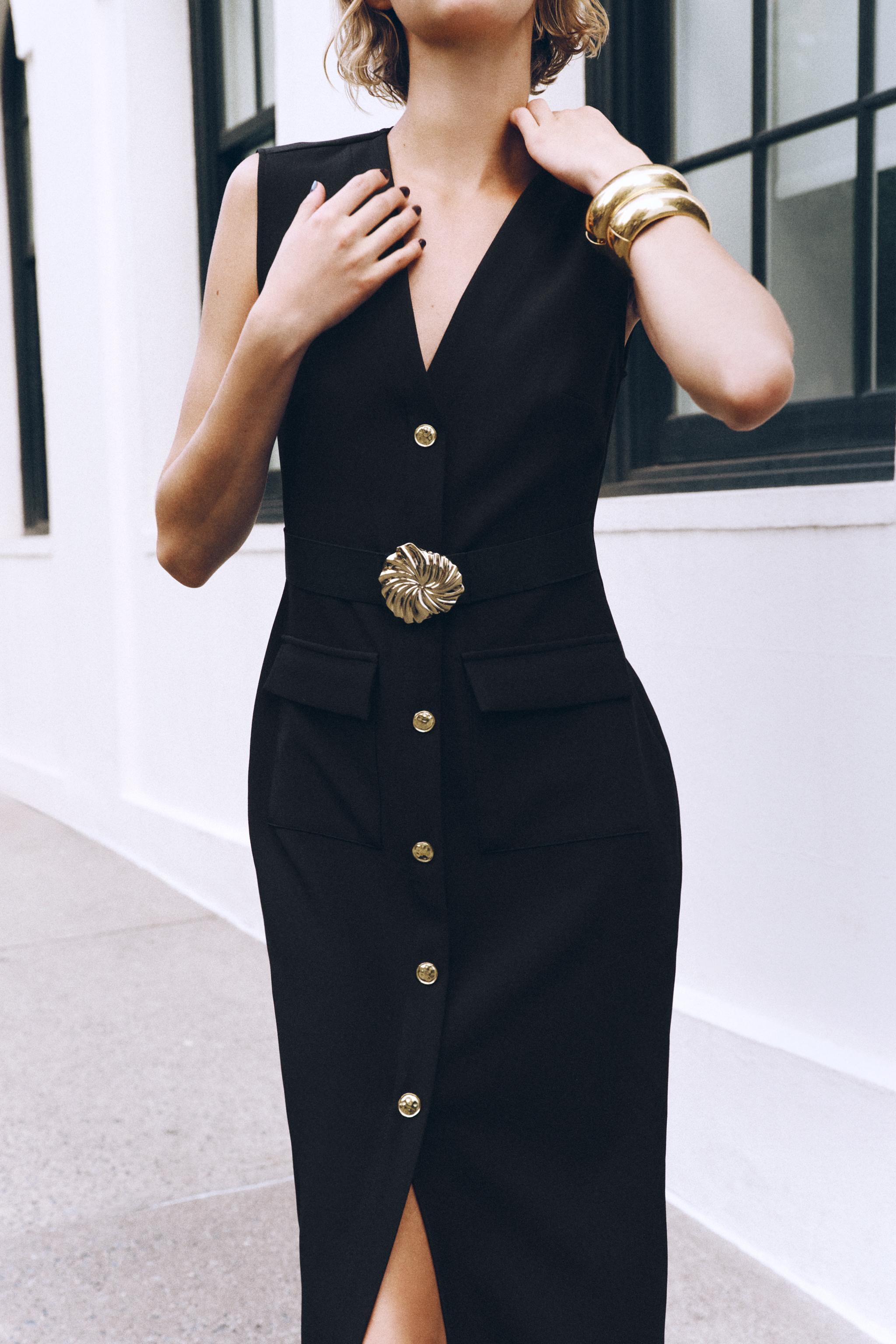 BELTED CREPE MIDI DRESS