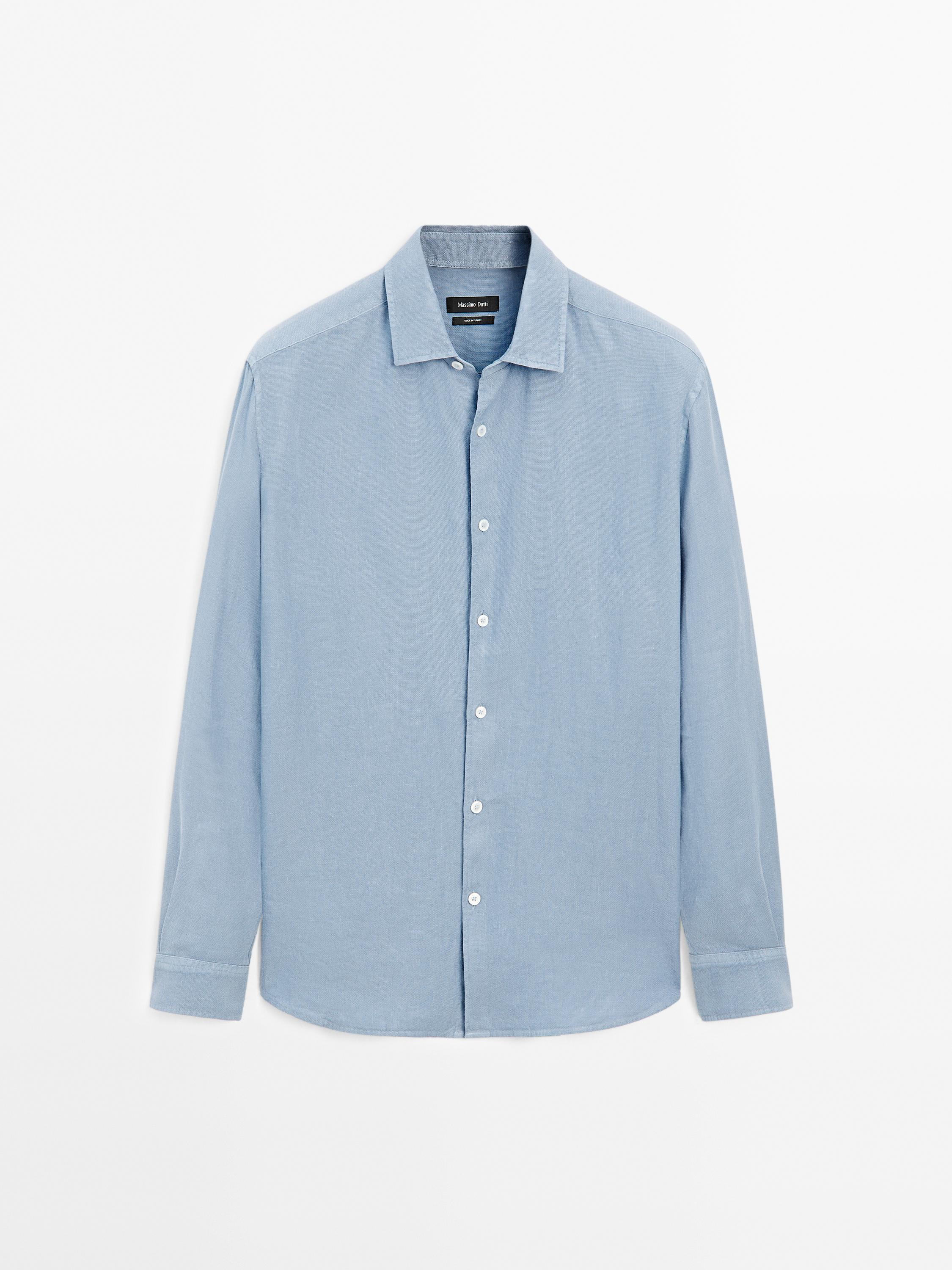 Slim fit linen blend shirt
