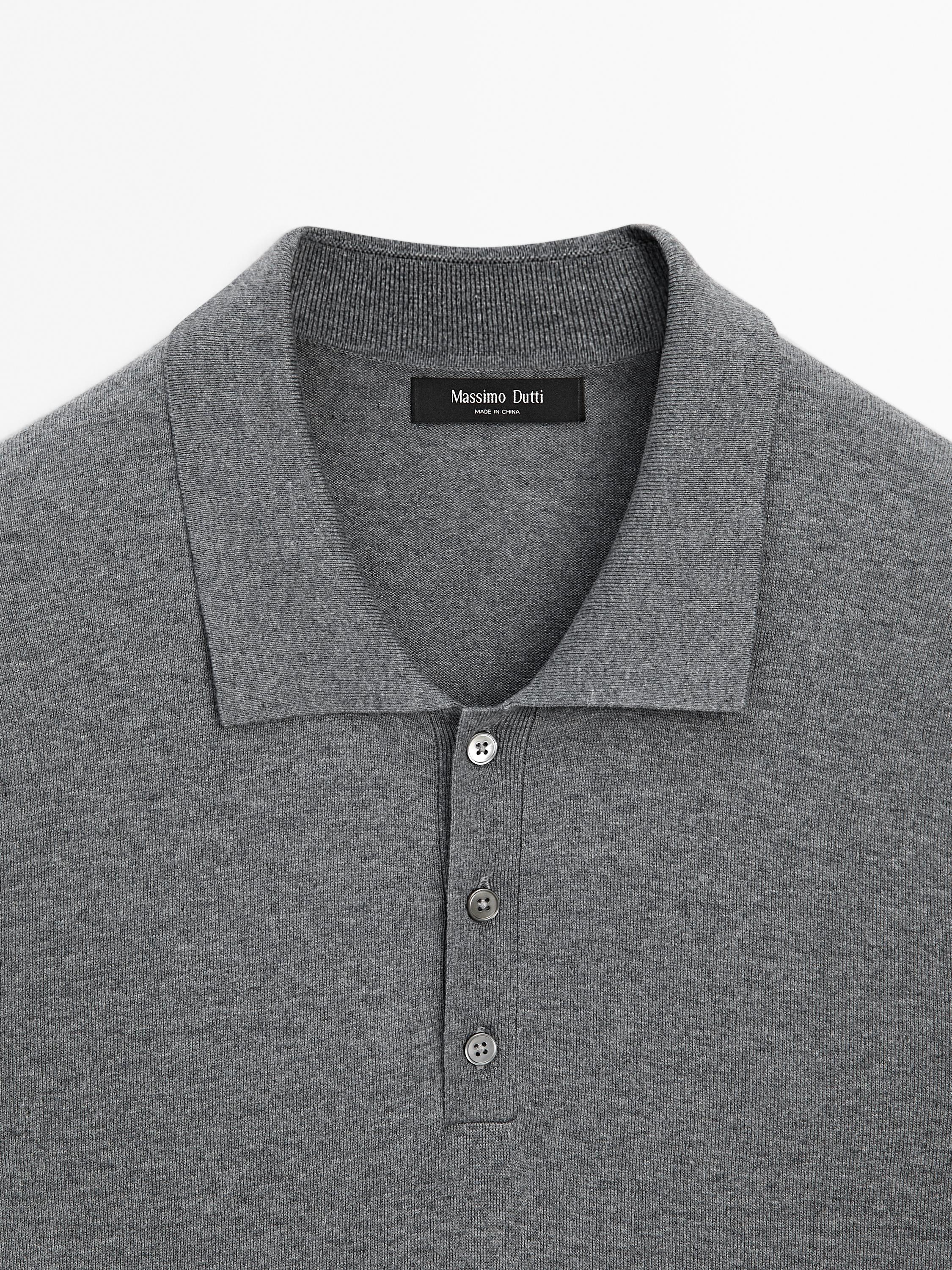 Cotton blend knit polo shirt