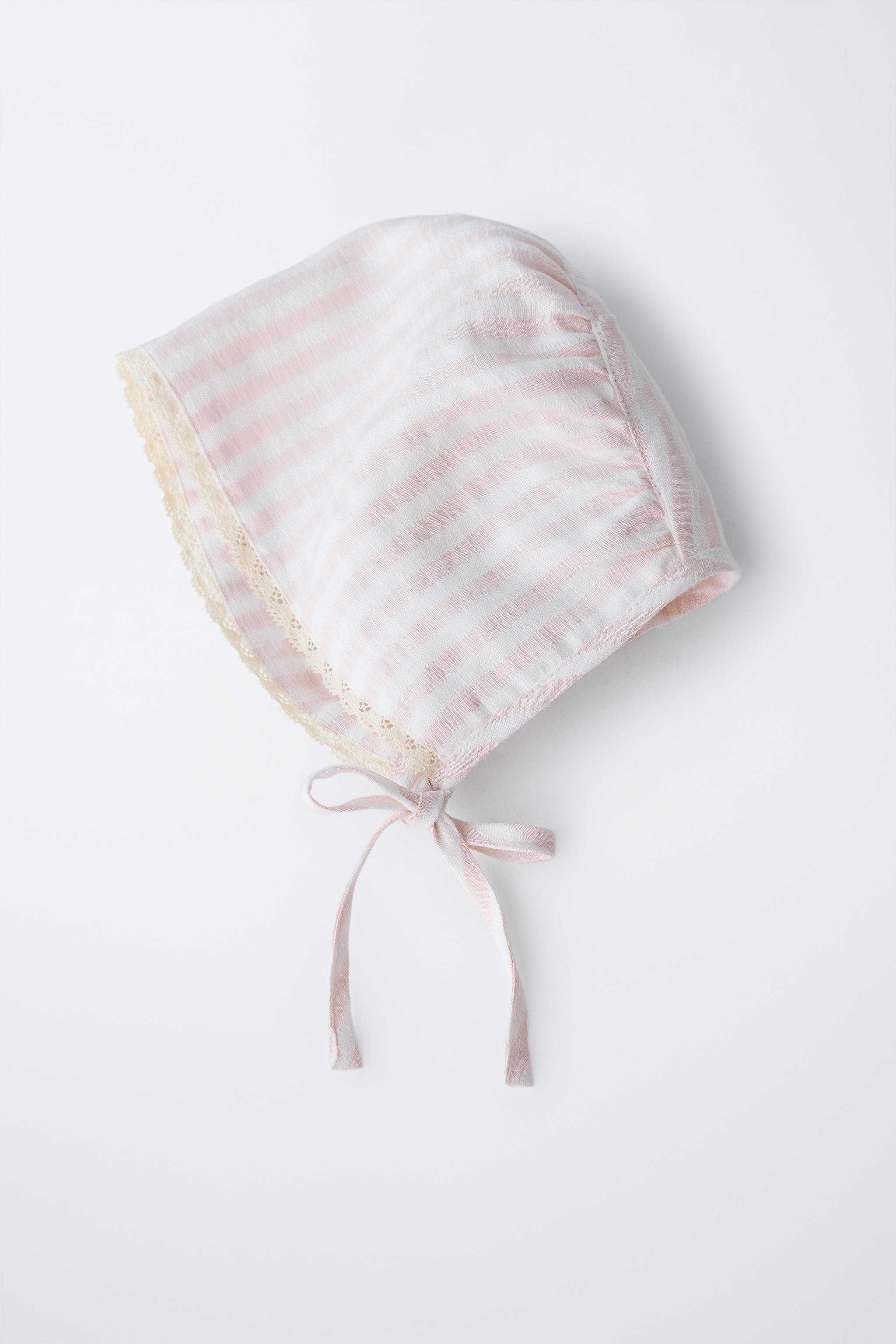 SEERSUCKER STRIPE LACE BONNET