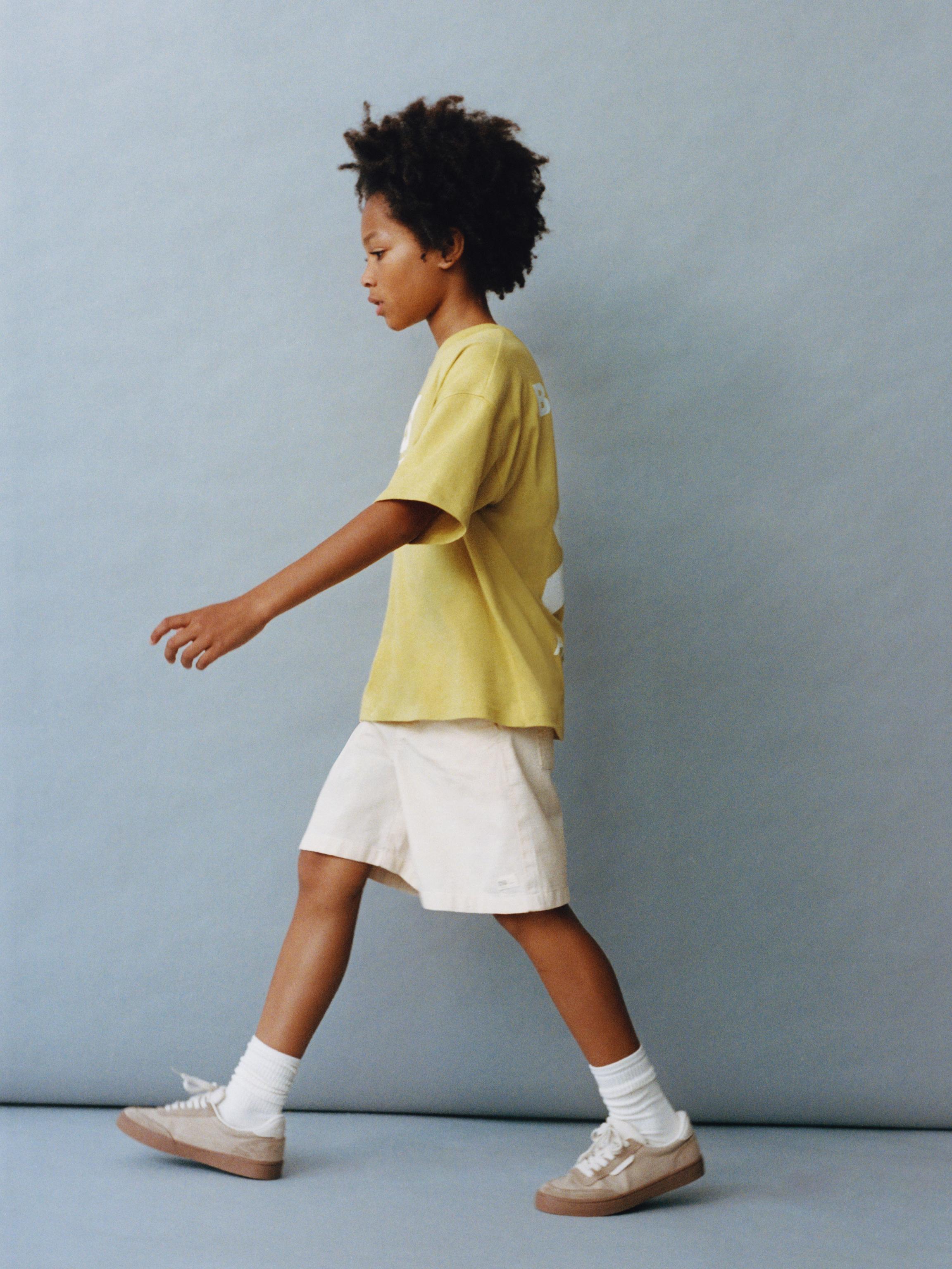 WIDE FIT COTTON SHORTS WITH LABEL