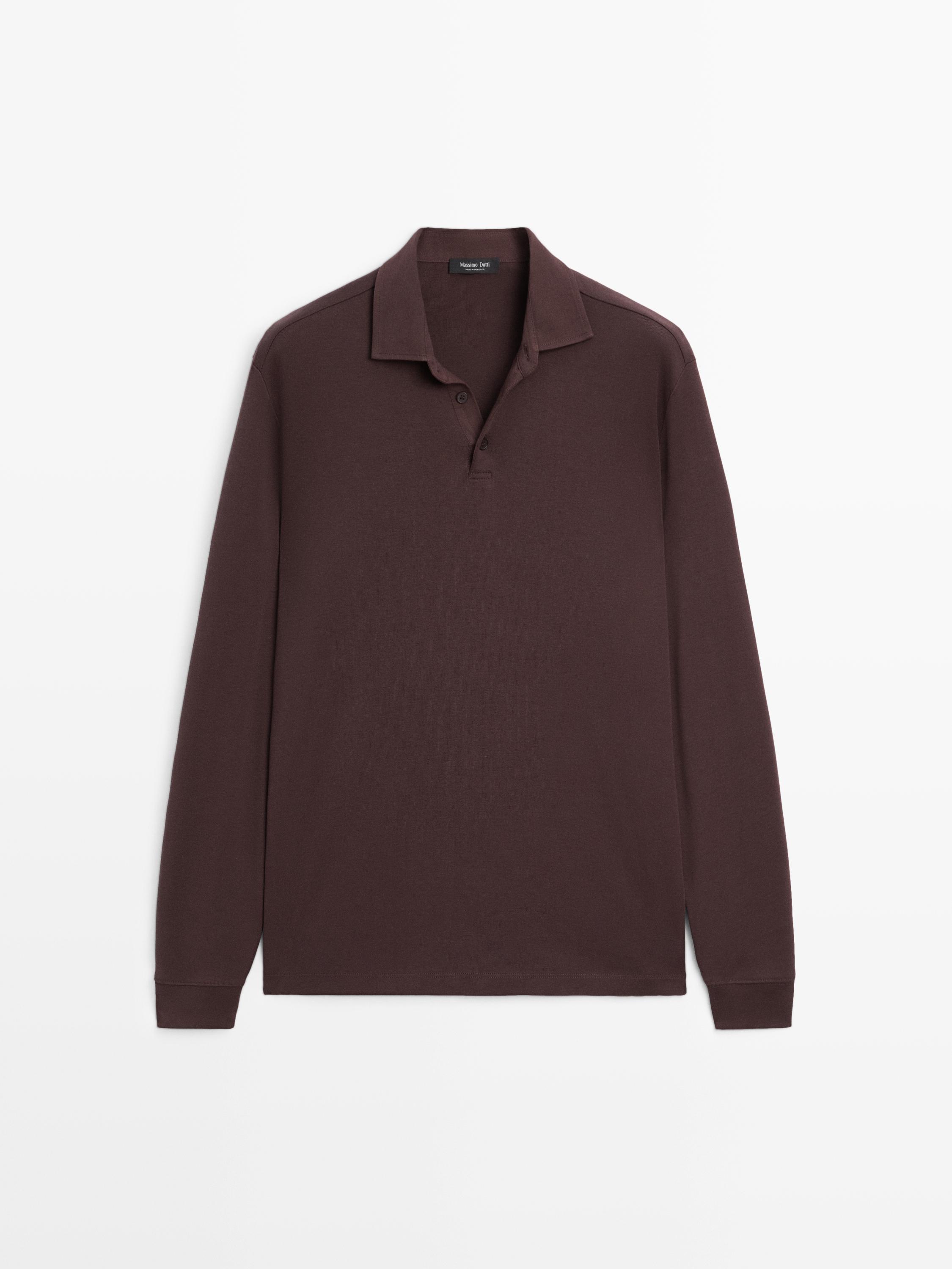 Long sleeve polo shirt with contrast collar