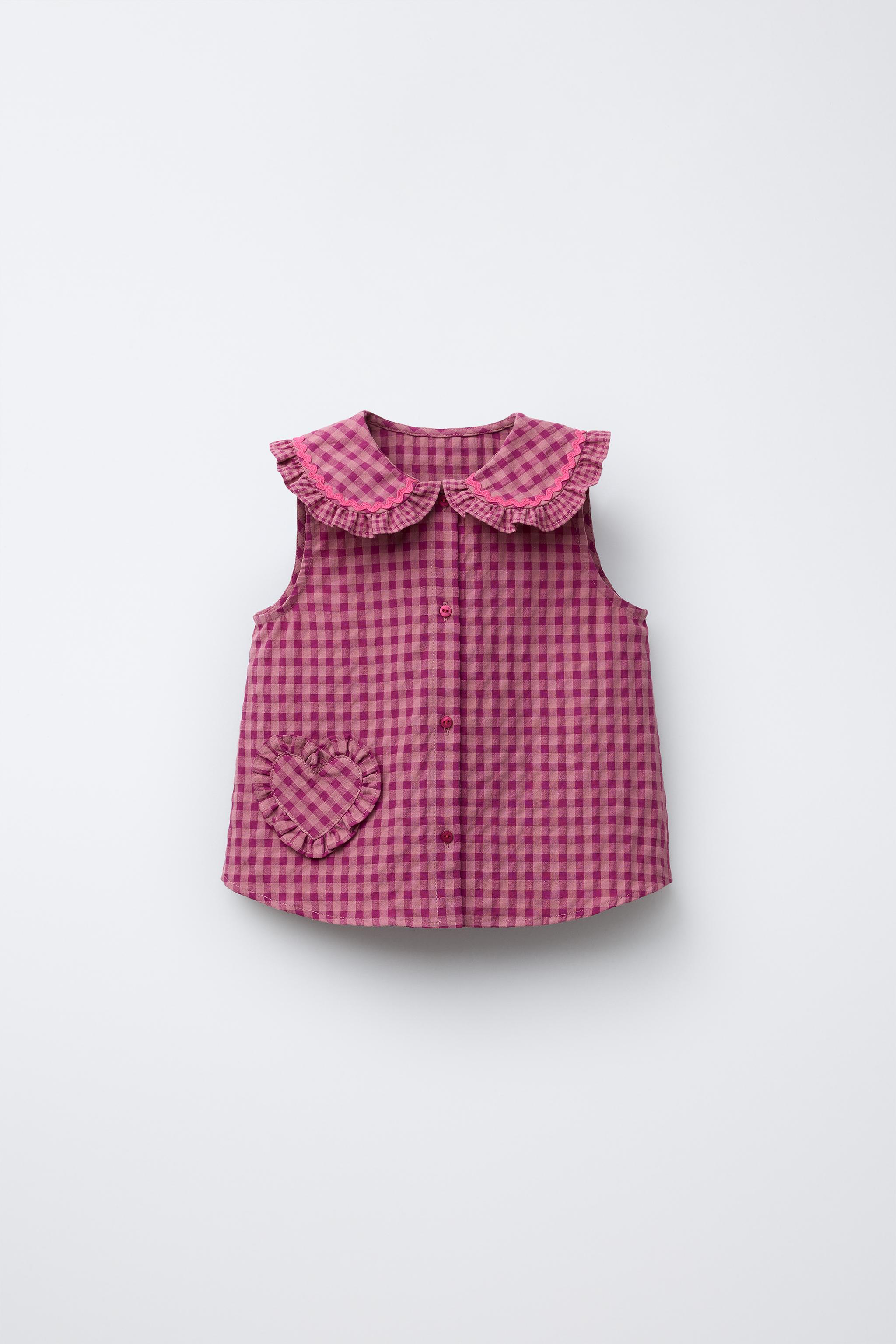 GINGHAM RUFFLE BLOUSE