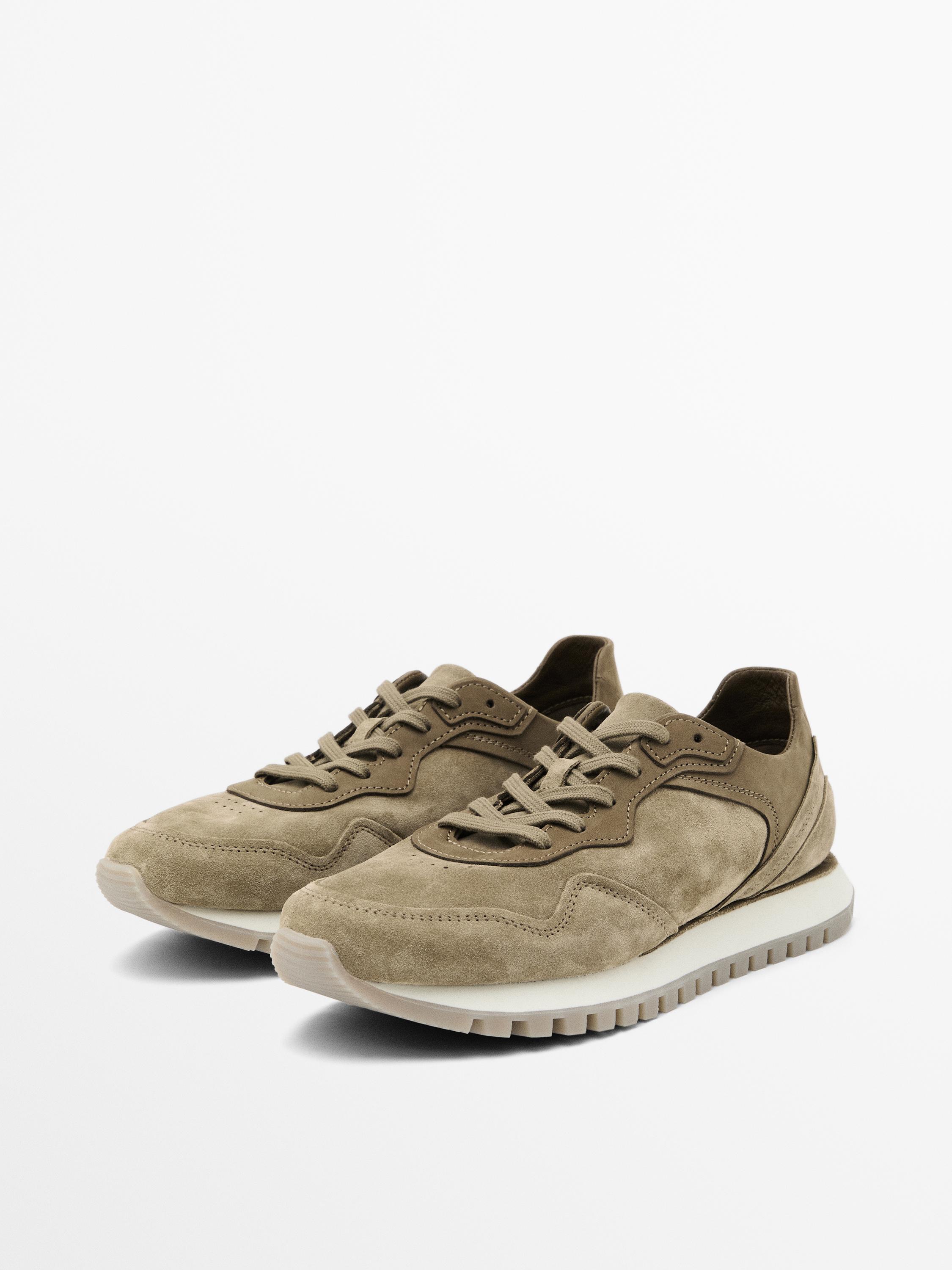 Split suede trainers