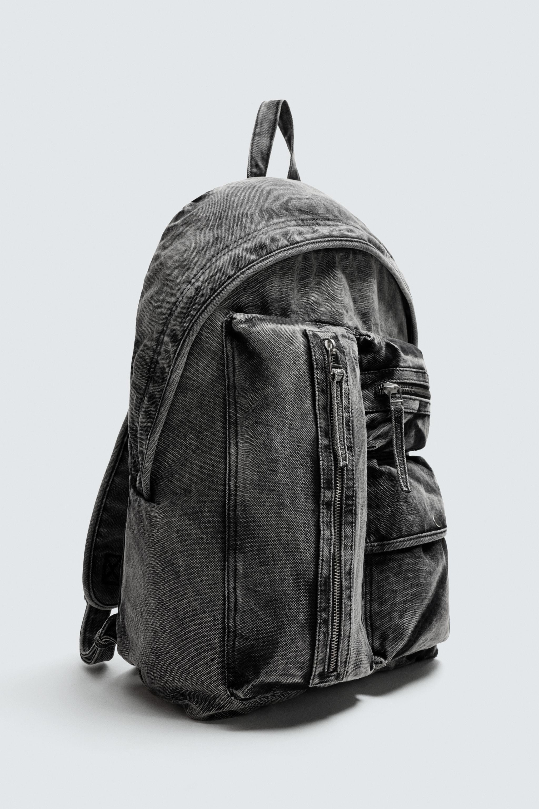 WASHED EFFECT DENIM BACKPACK