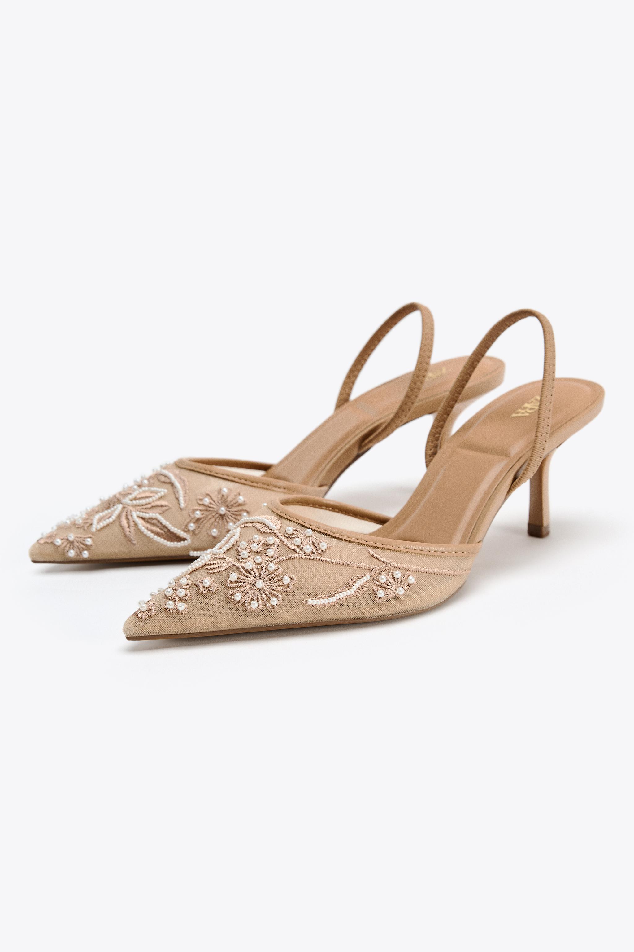 EMBROIDERED MESH SLINGBACK SHOES