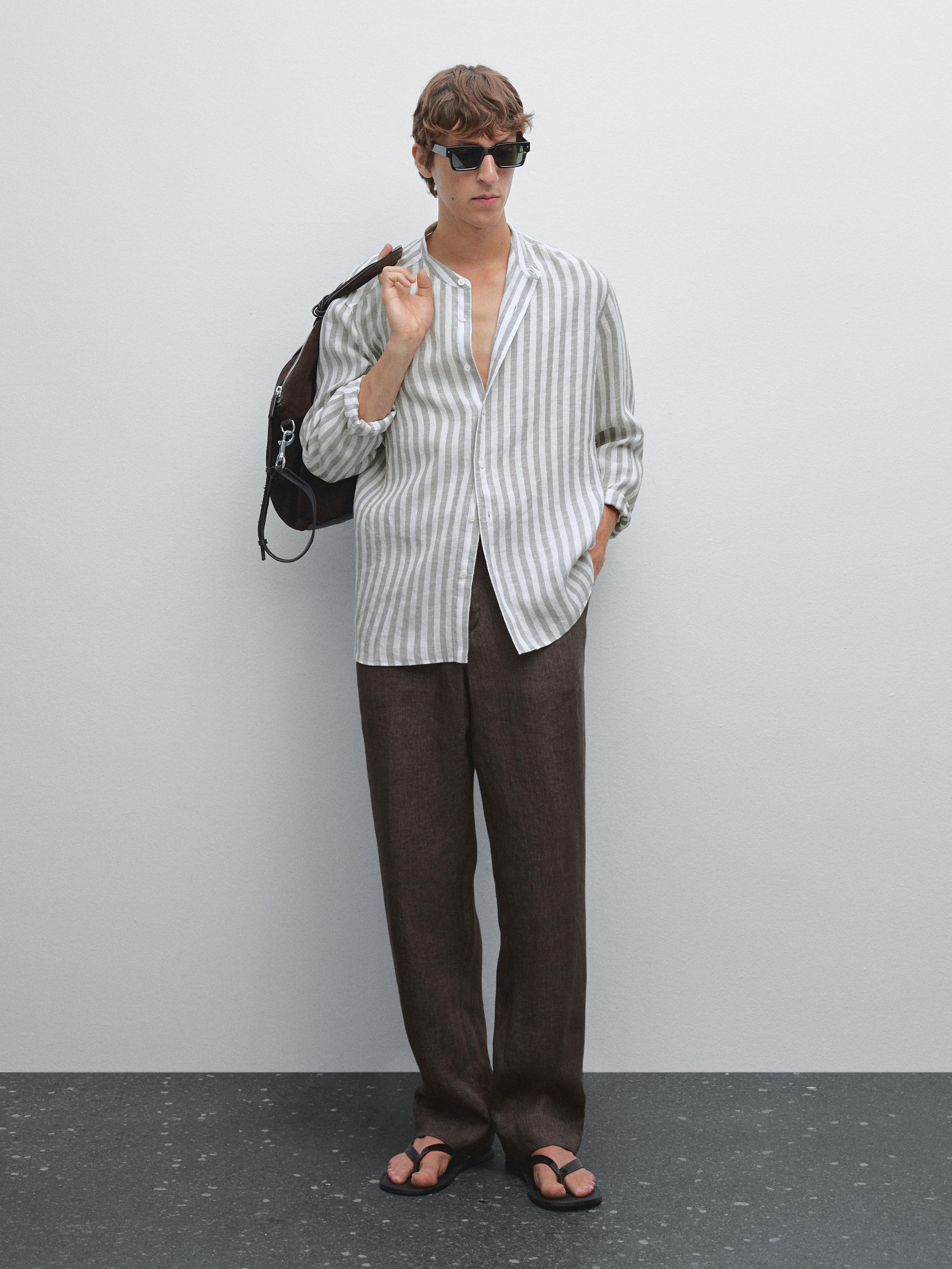 Regular-fit shirt with stand collar