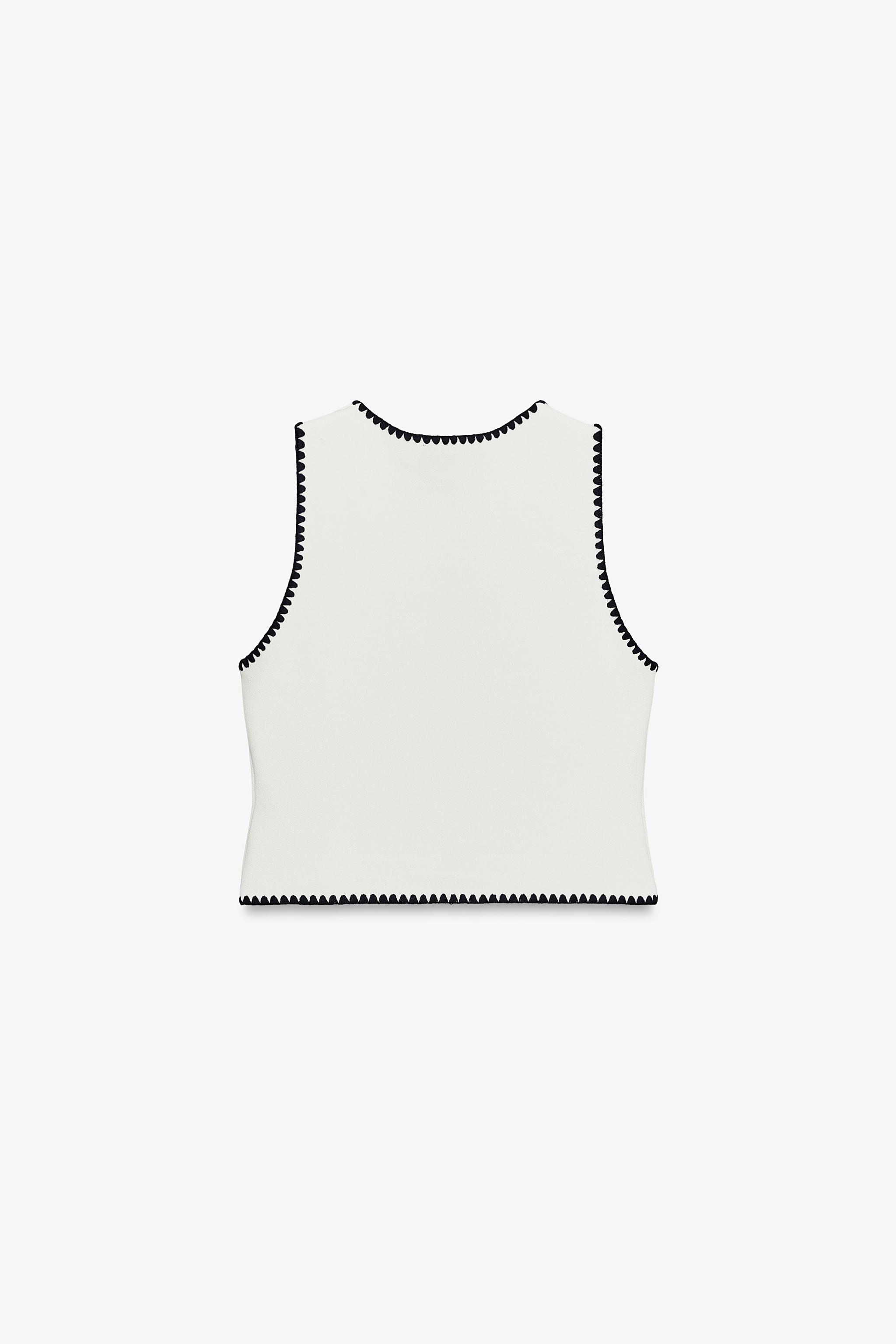 CONTRAST EMBROIDERY KNIT VEST