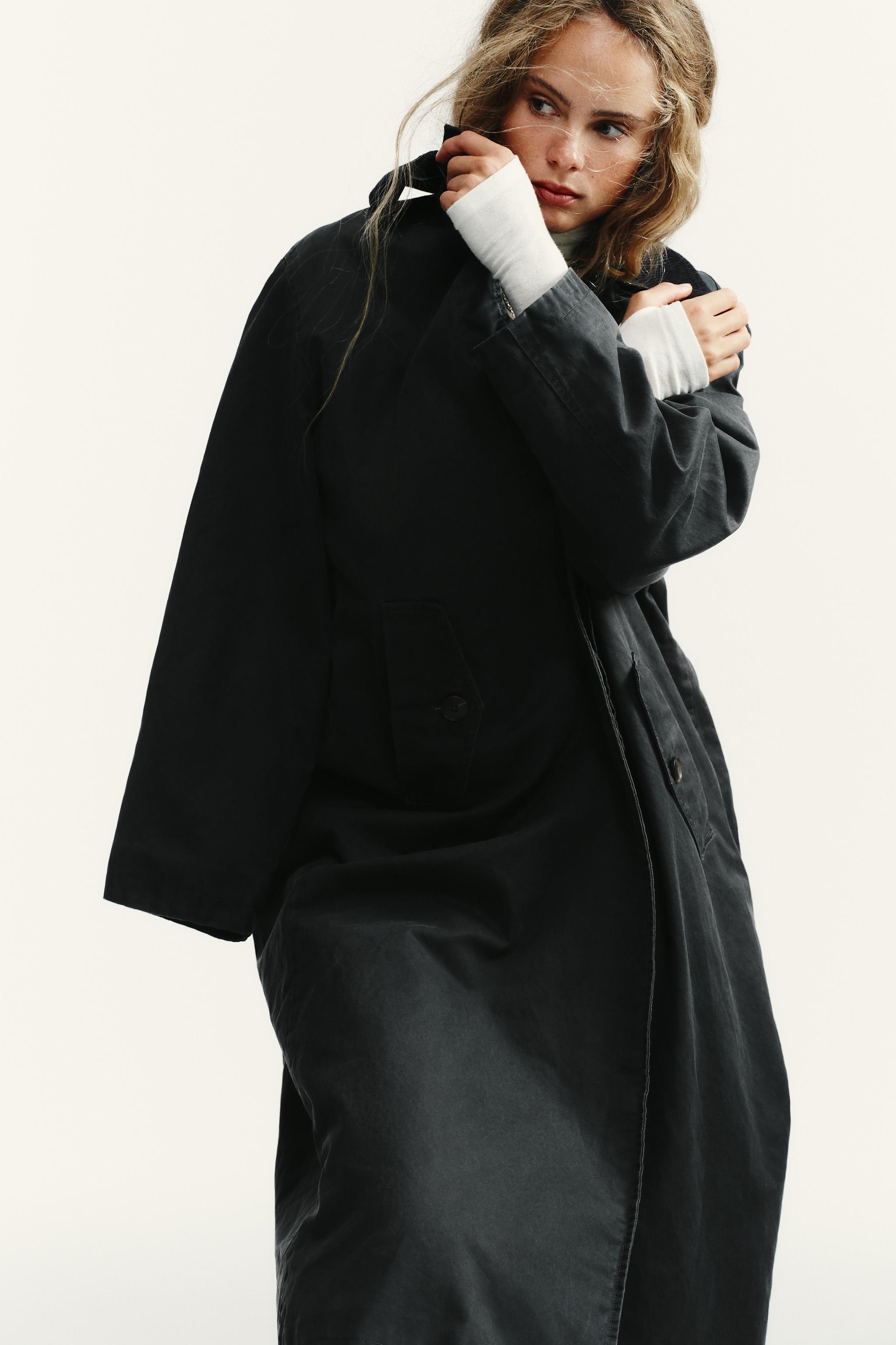 WAXED TRENCH COAT WITH CORDUROY COLLAR