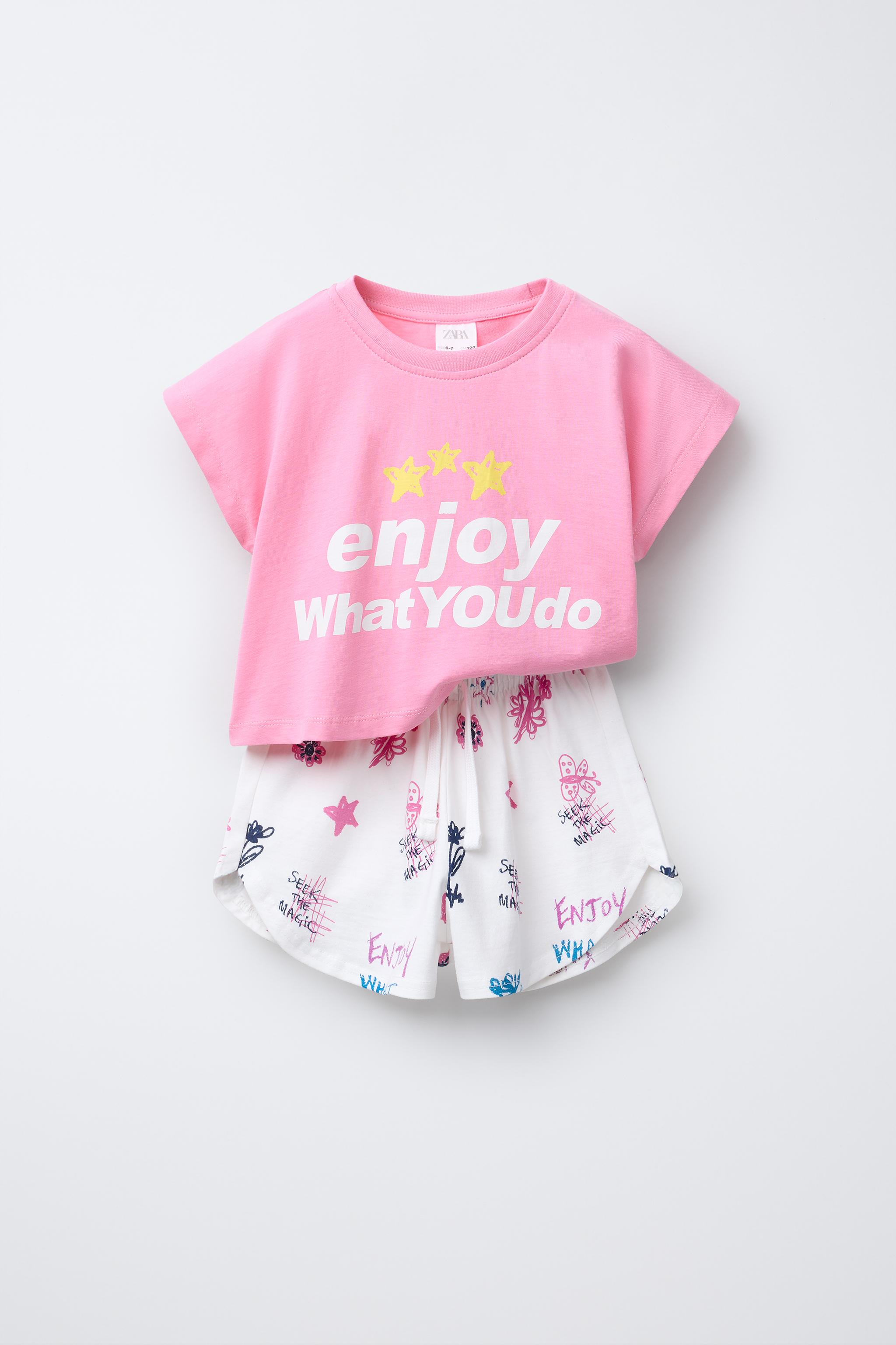 CROPPED T-SHIRT AND PRINTED BERMUDA SET