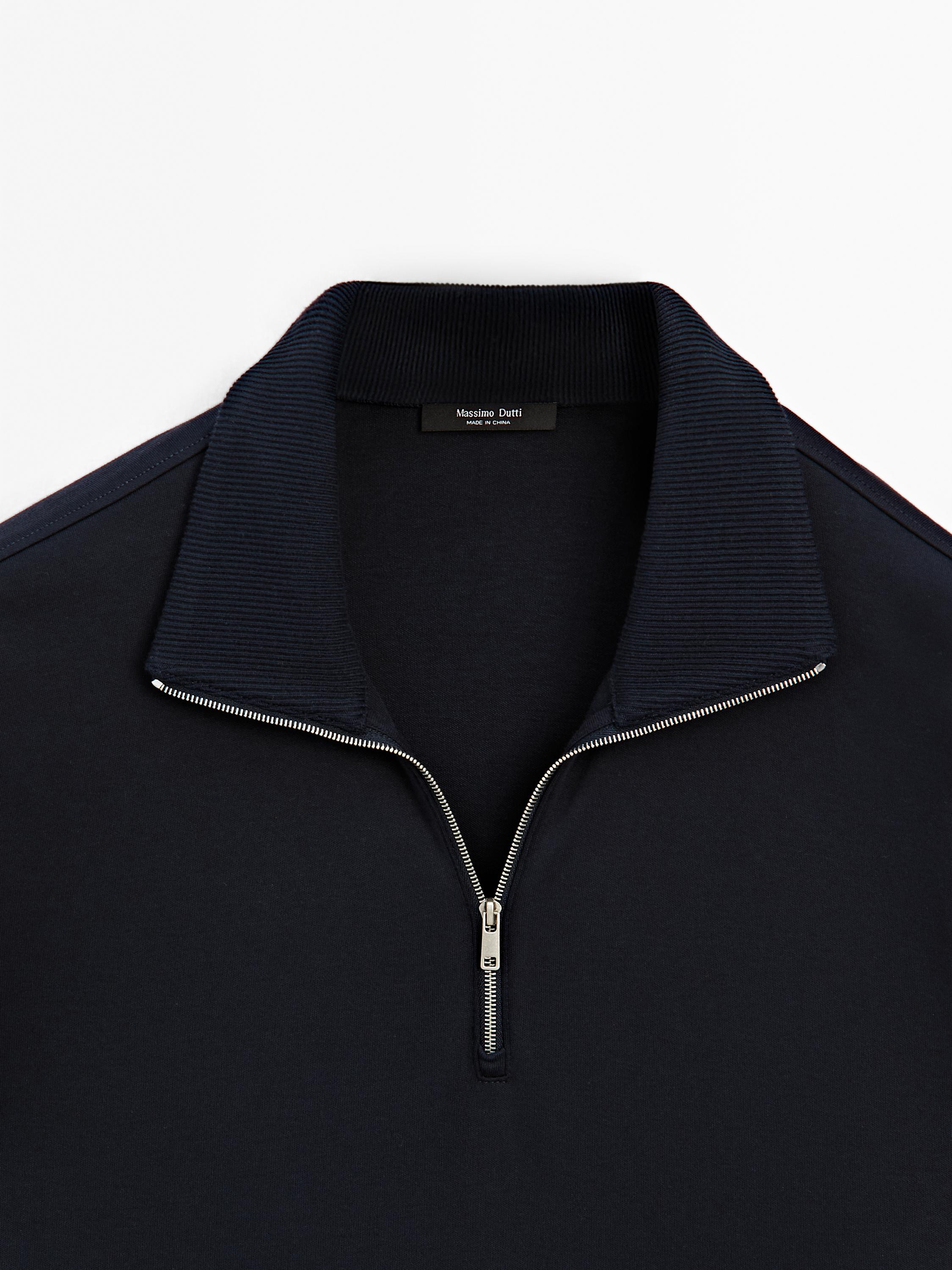Mock neck quarter zip polo shirt