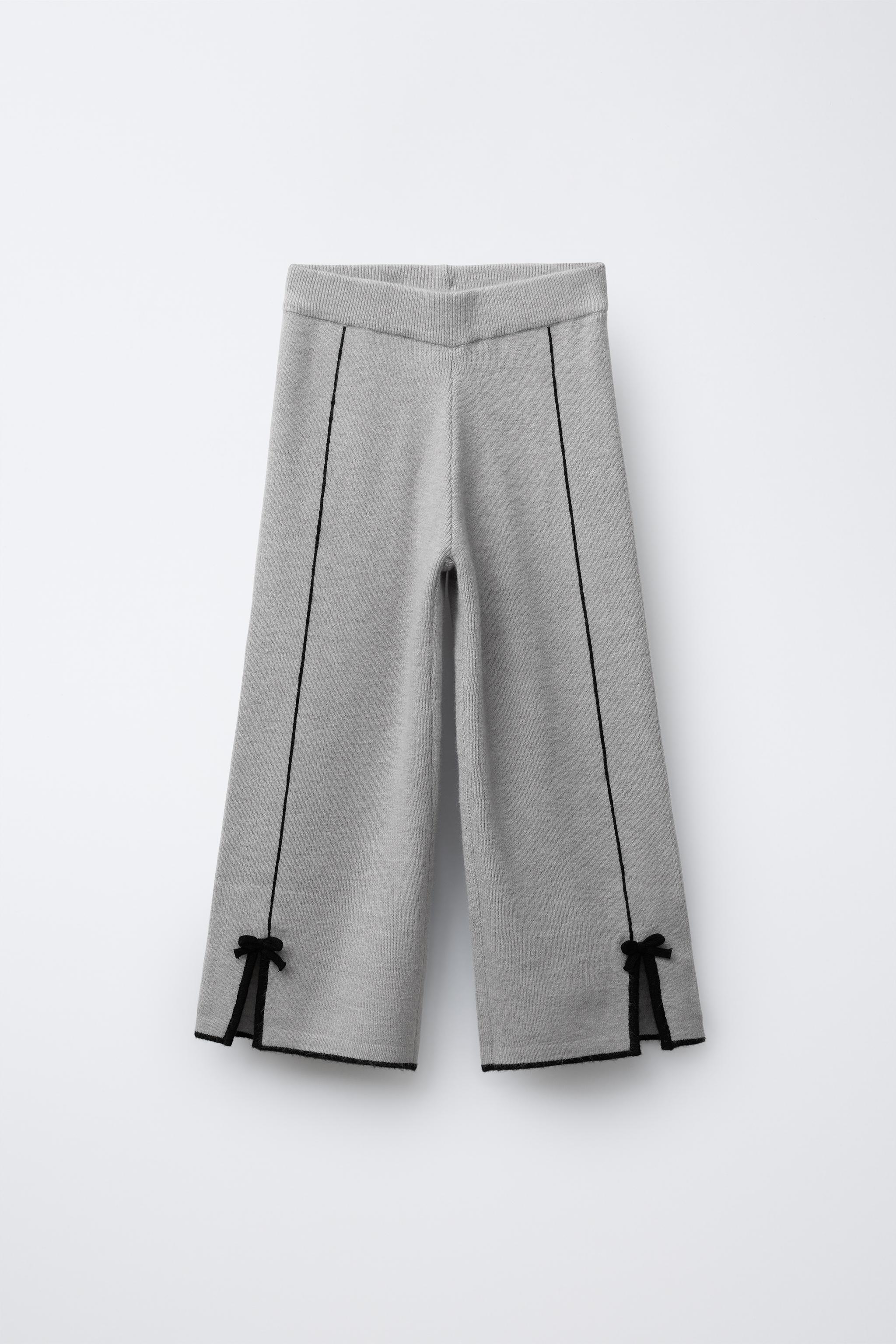 STRAIGHT LEG KNIT PANTS WITH BOWS