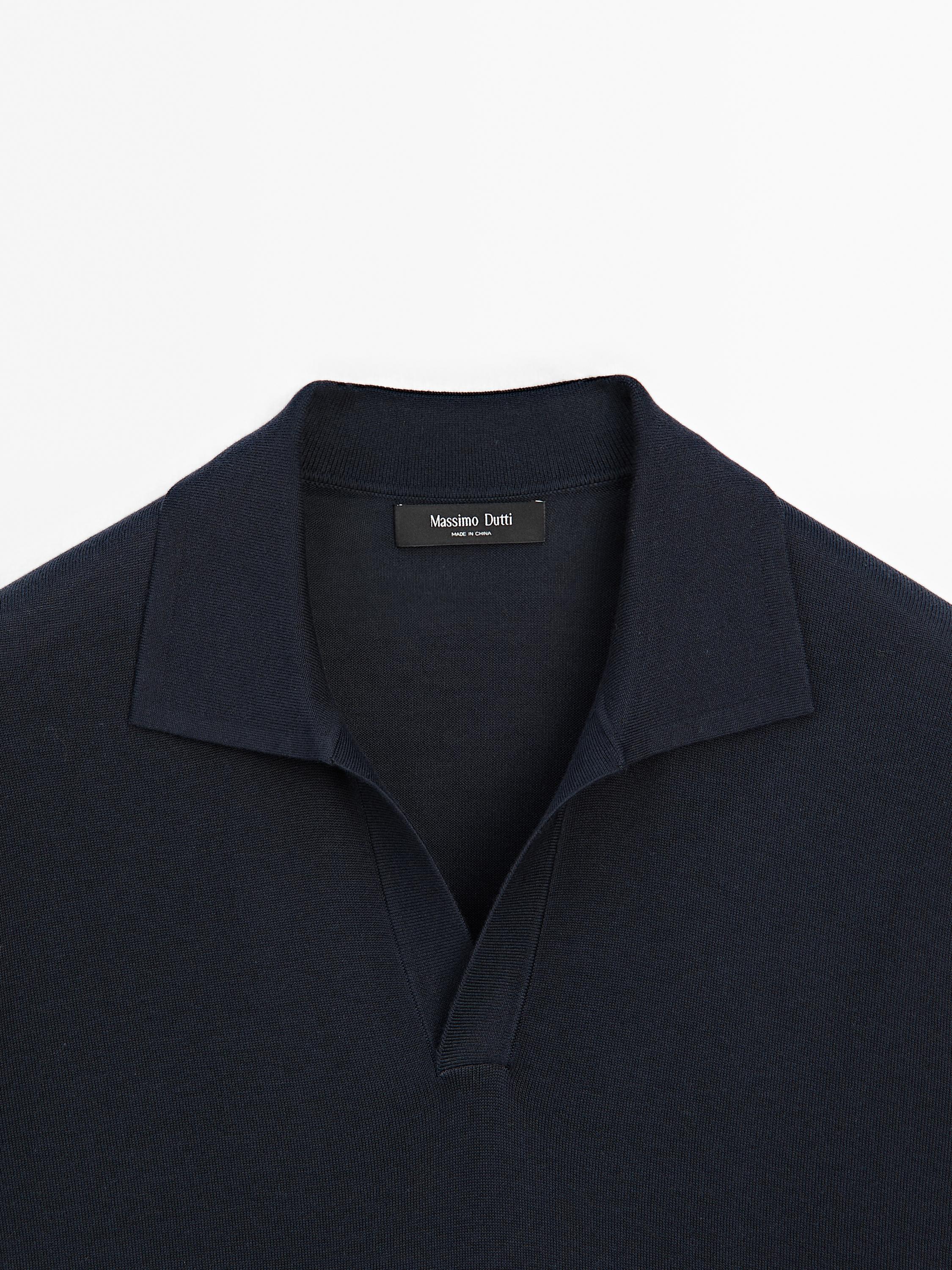 Knit V-neck polo shirt