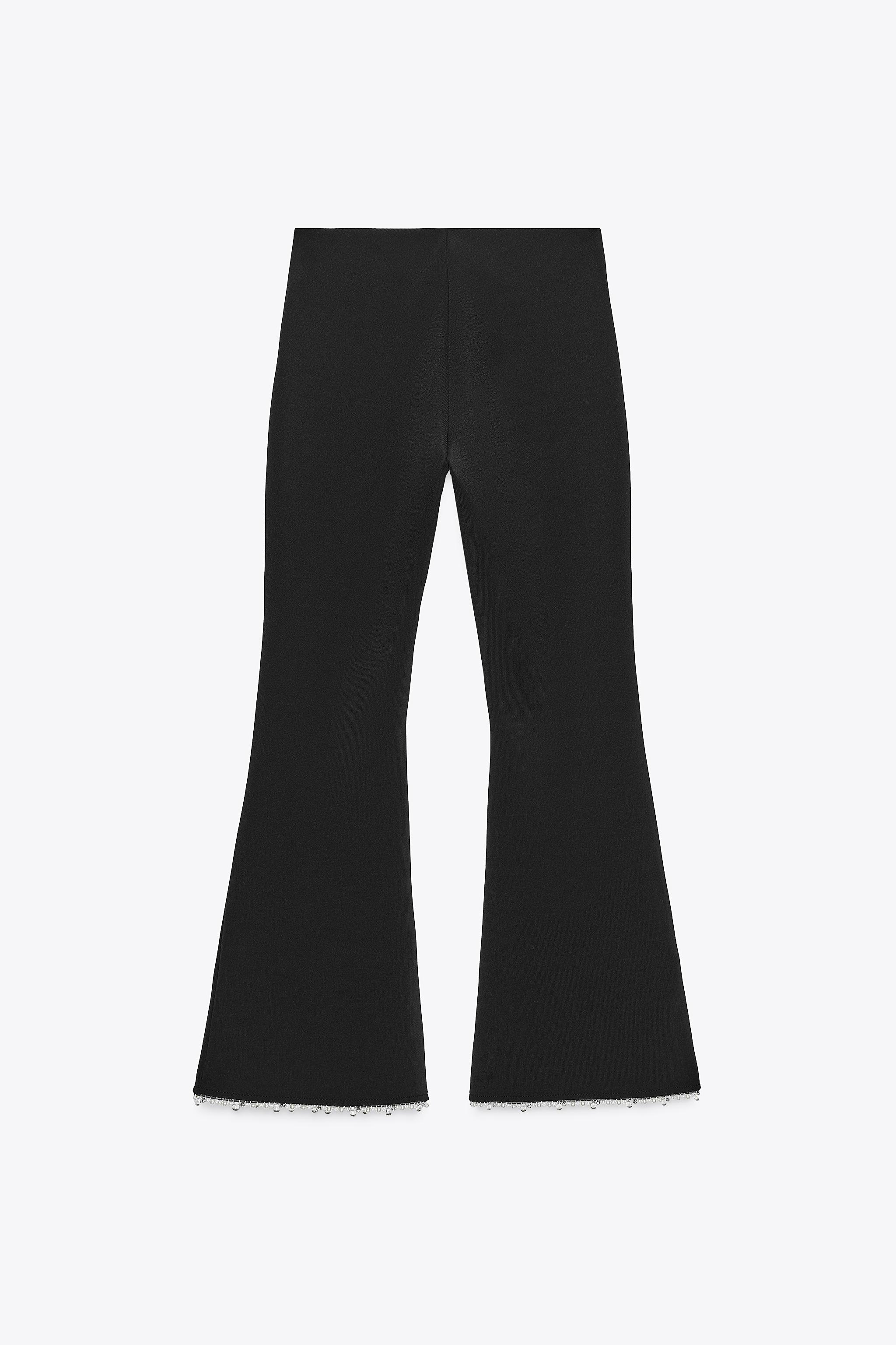PEARL EMBELLISHED STRETCH FLARE PANTS
