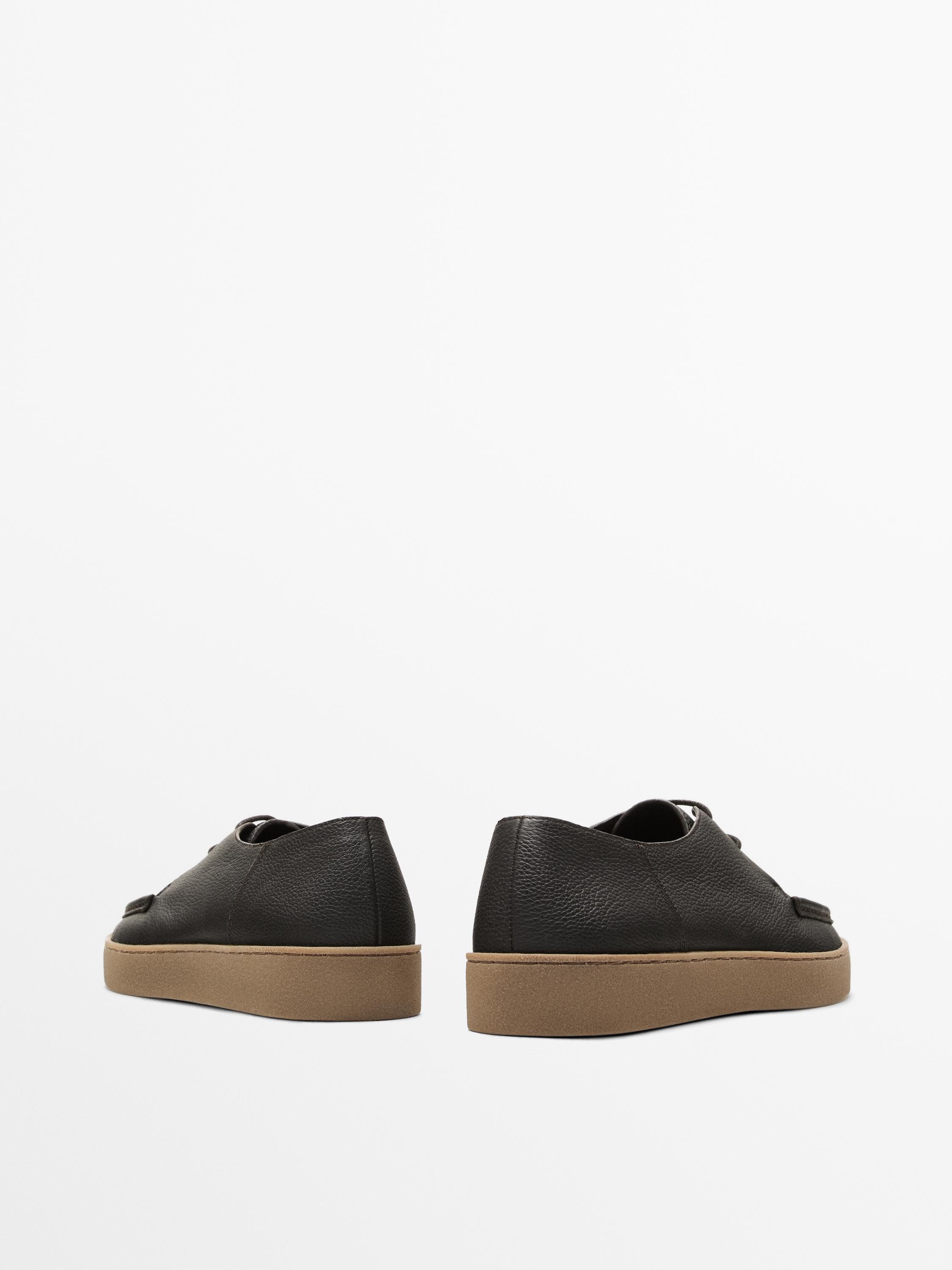 Tumbled nappa leather moc toe shoes