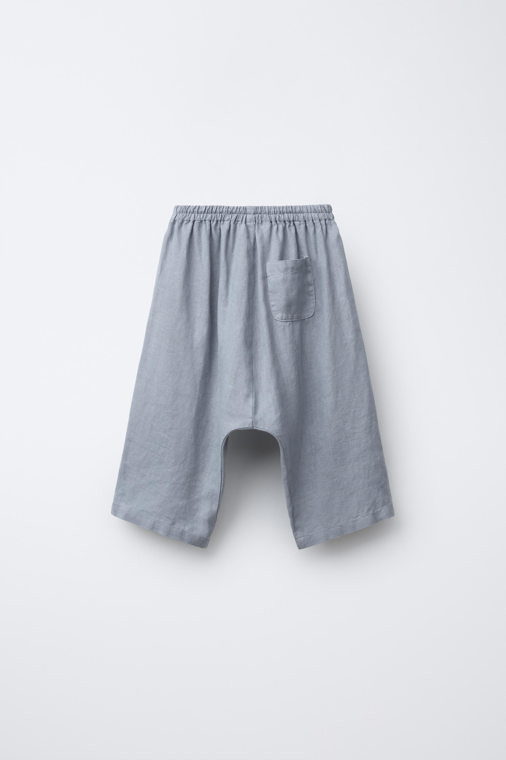 100% LINEN WIDE-LEG PANTS