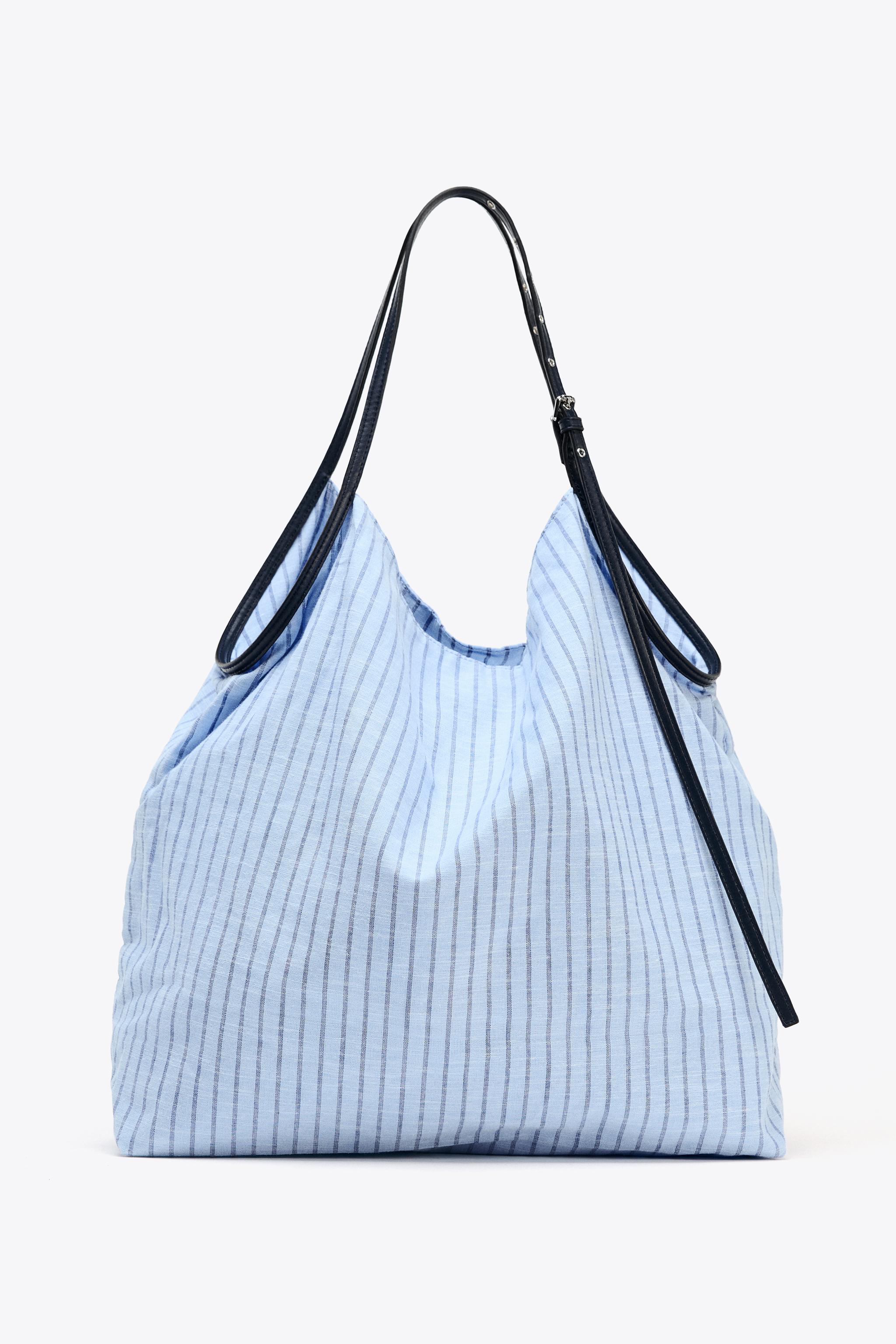 STRIPED WOVEN SHOPPER