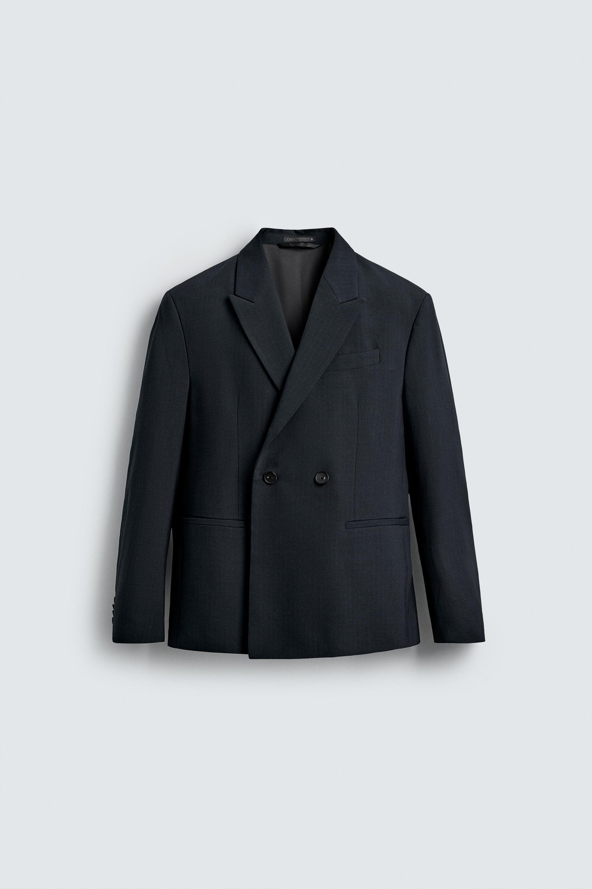 STRIPED DOUBLE BREASTED SUIT BLAZER