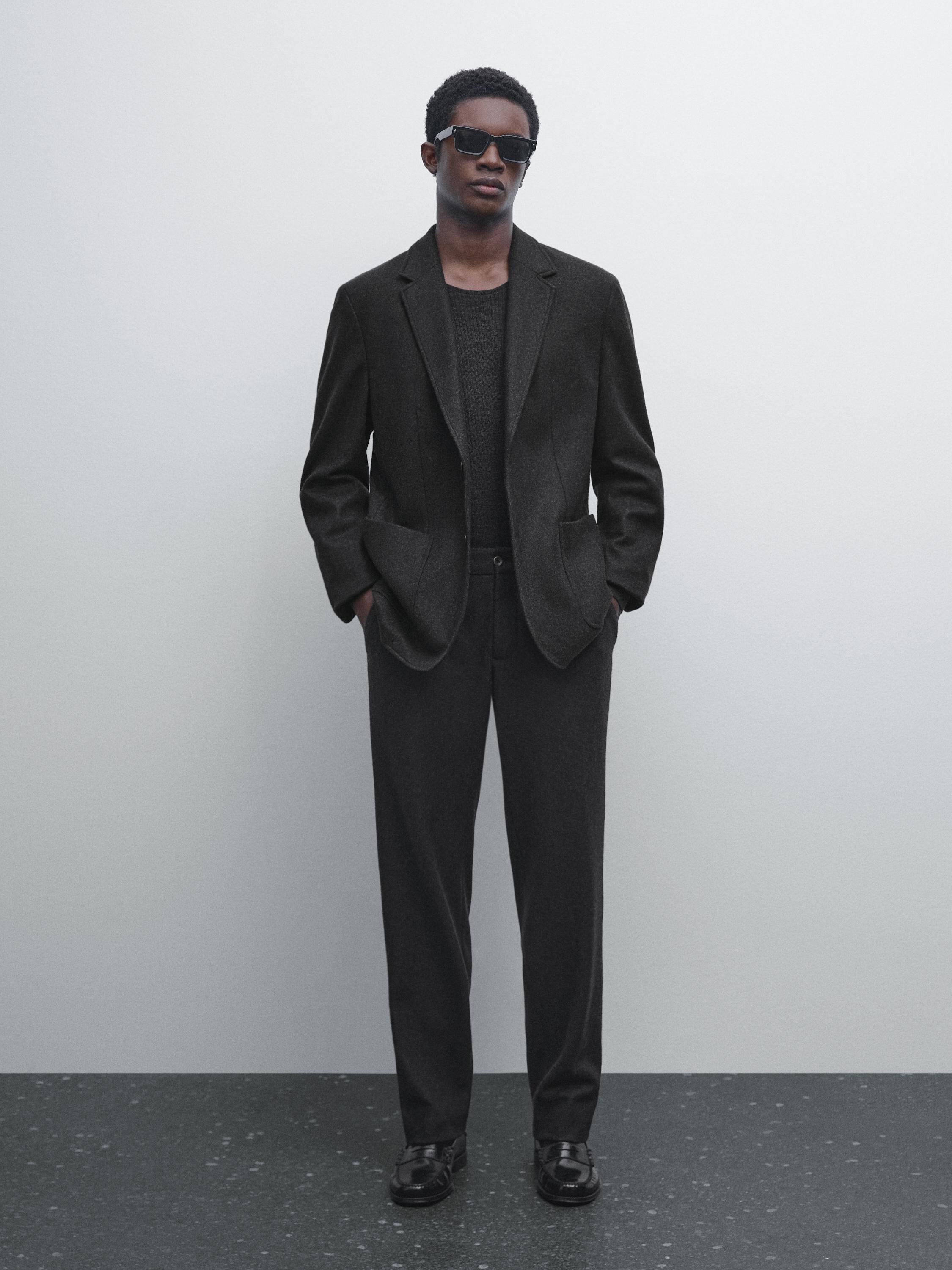 Wool blend suit trousers