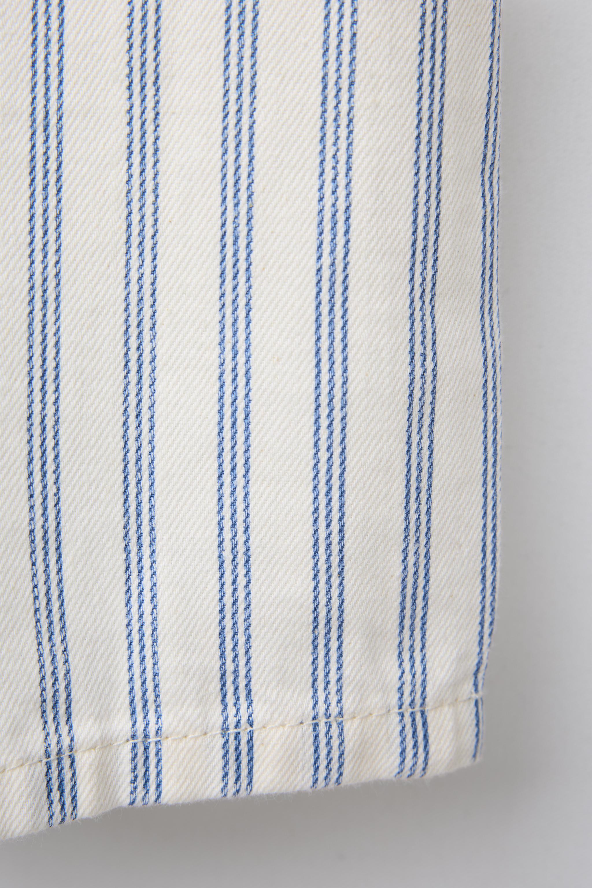 STRIPED TWILL OVERALL SHORTS