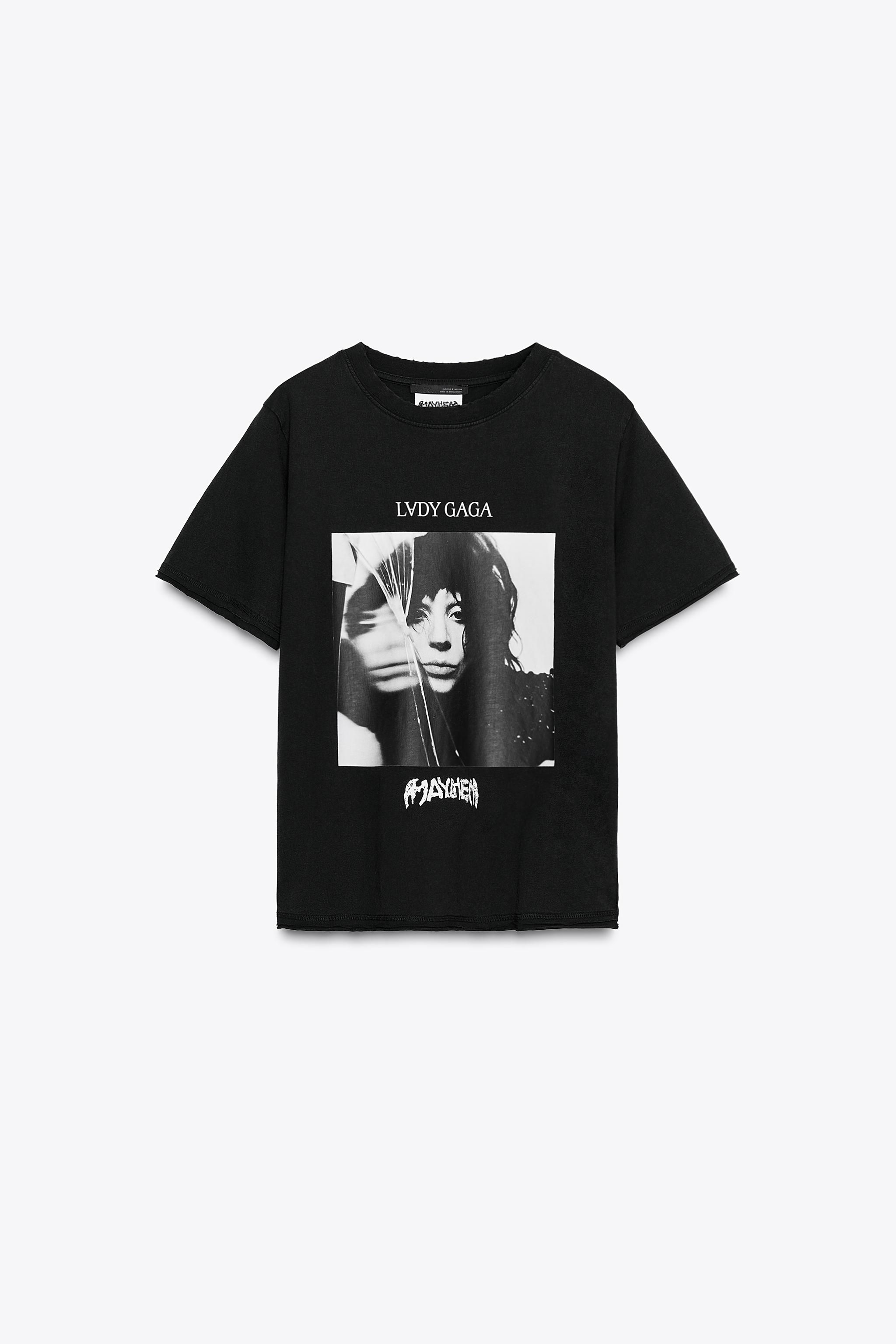 LADY GAGA WASHED EFFECT T-SHIRT