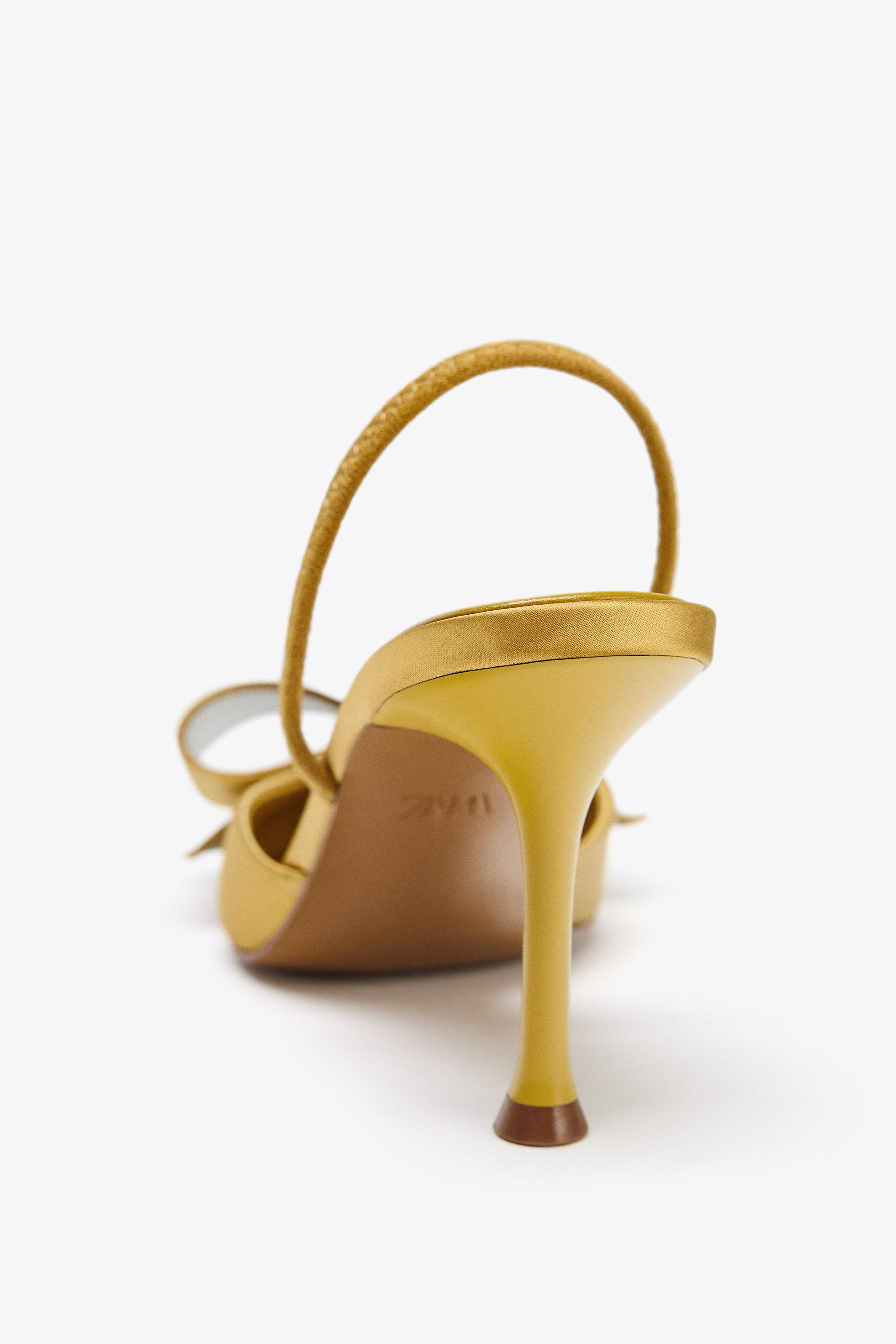 SATIN-EFFECT SLINGBACK HEELS