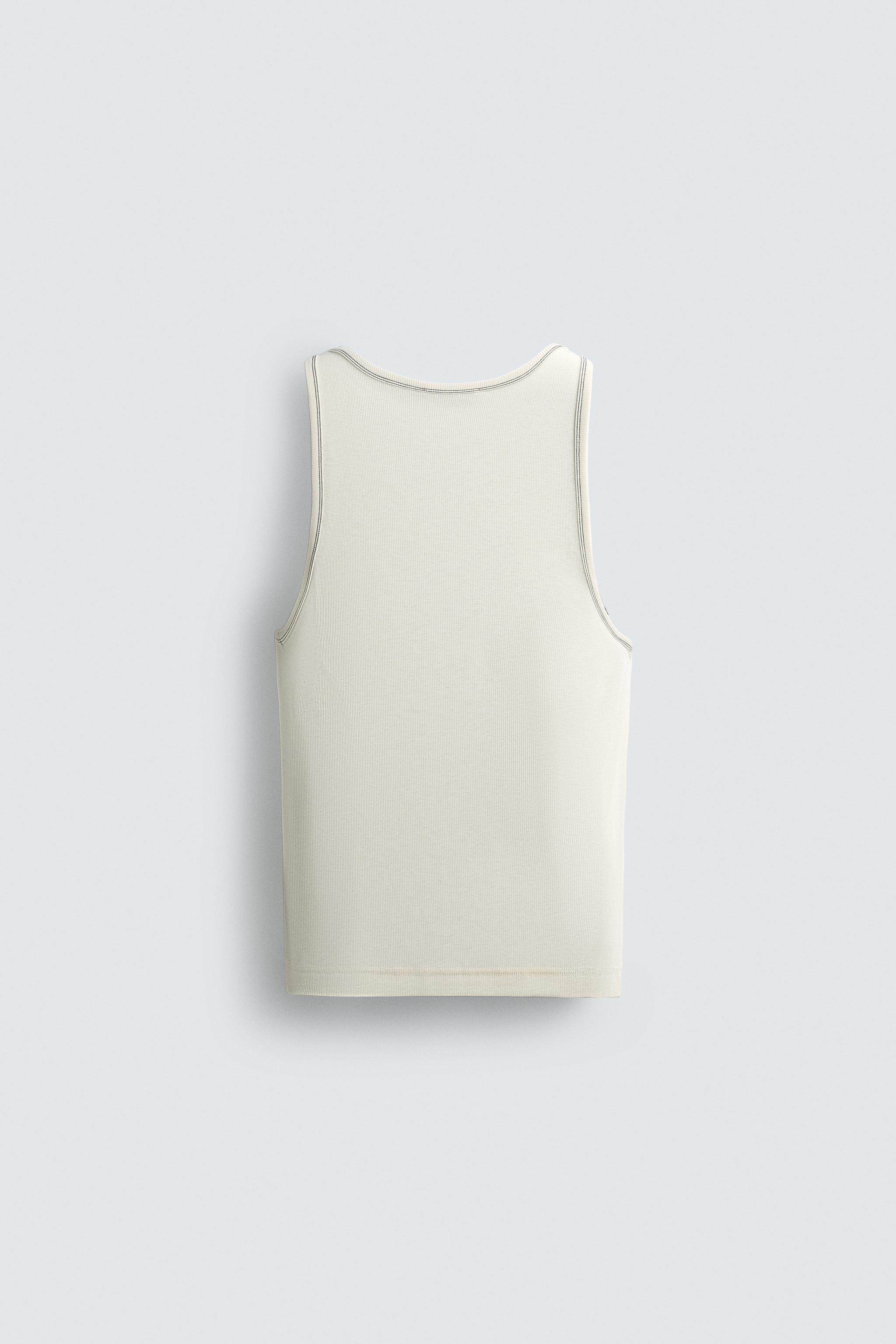 CONTRAST TOPSTITCHED TANK TOP