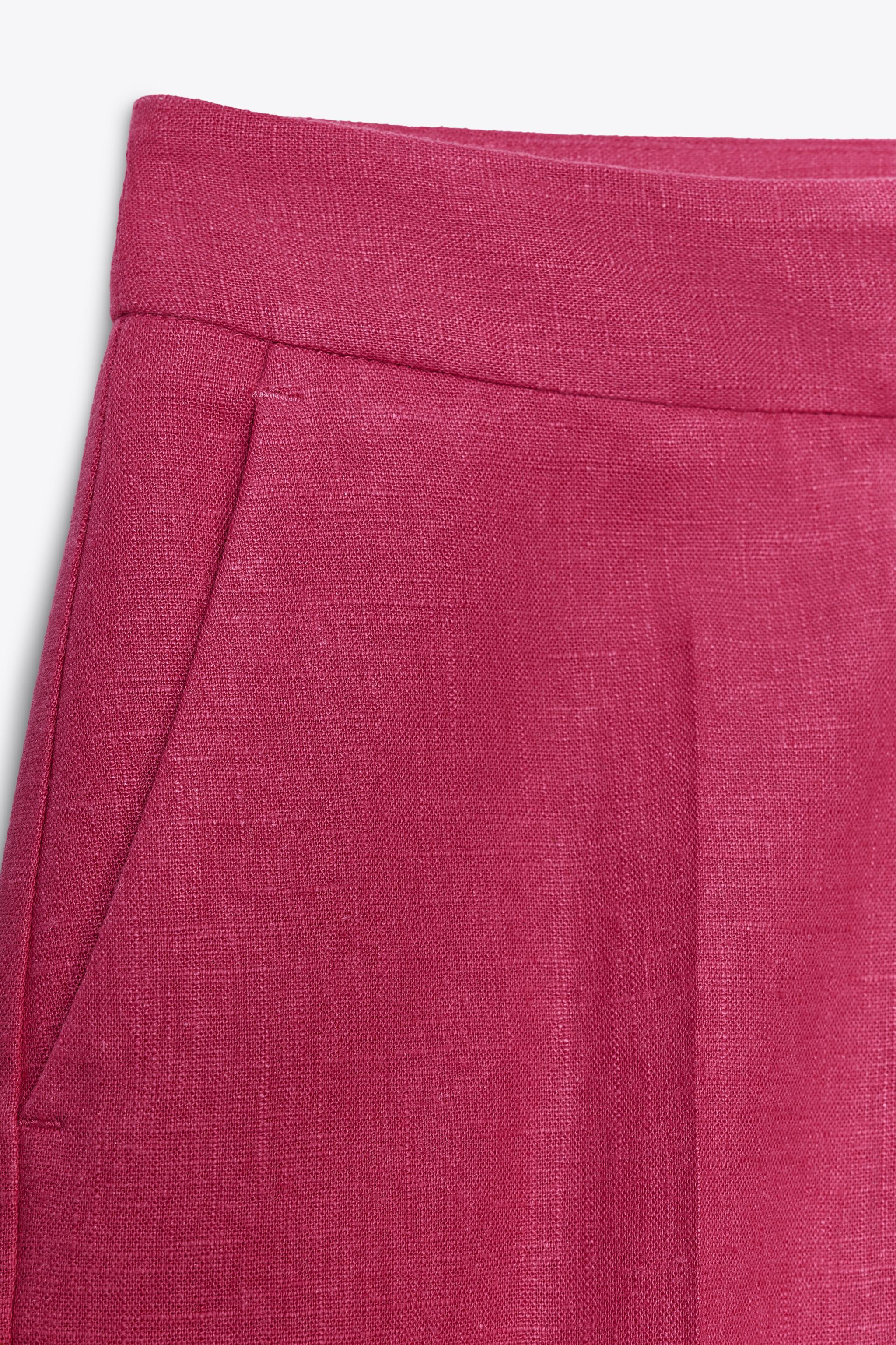 HIGH-WAISTED SLIM LINEN PANTS