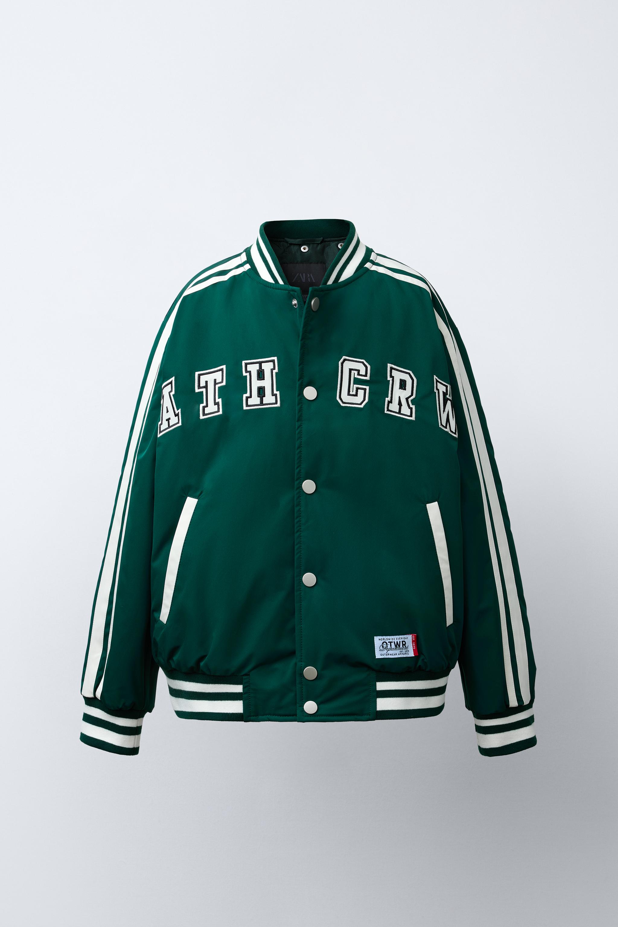 REMOVABLE HOOD VARSITY PUFFER BOMBER JACKET