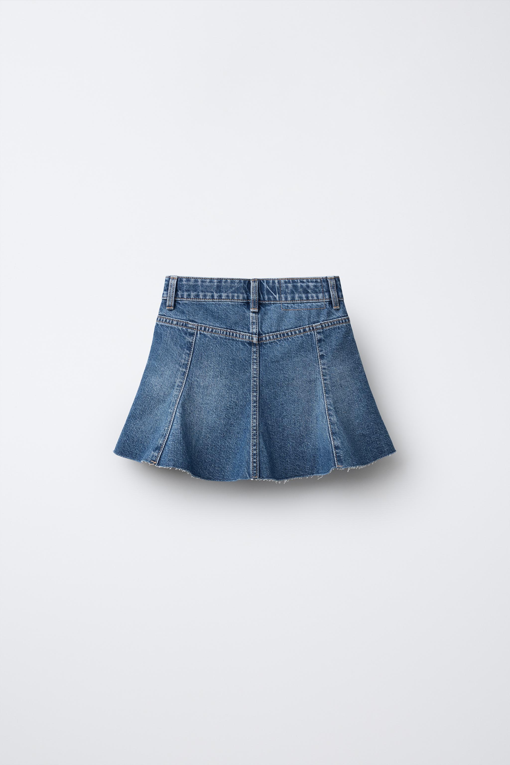 FRAYED DENIM SKIRT