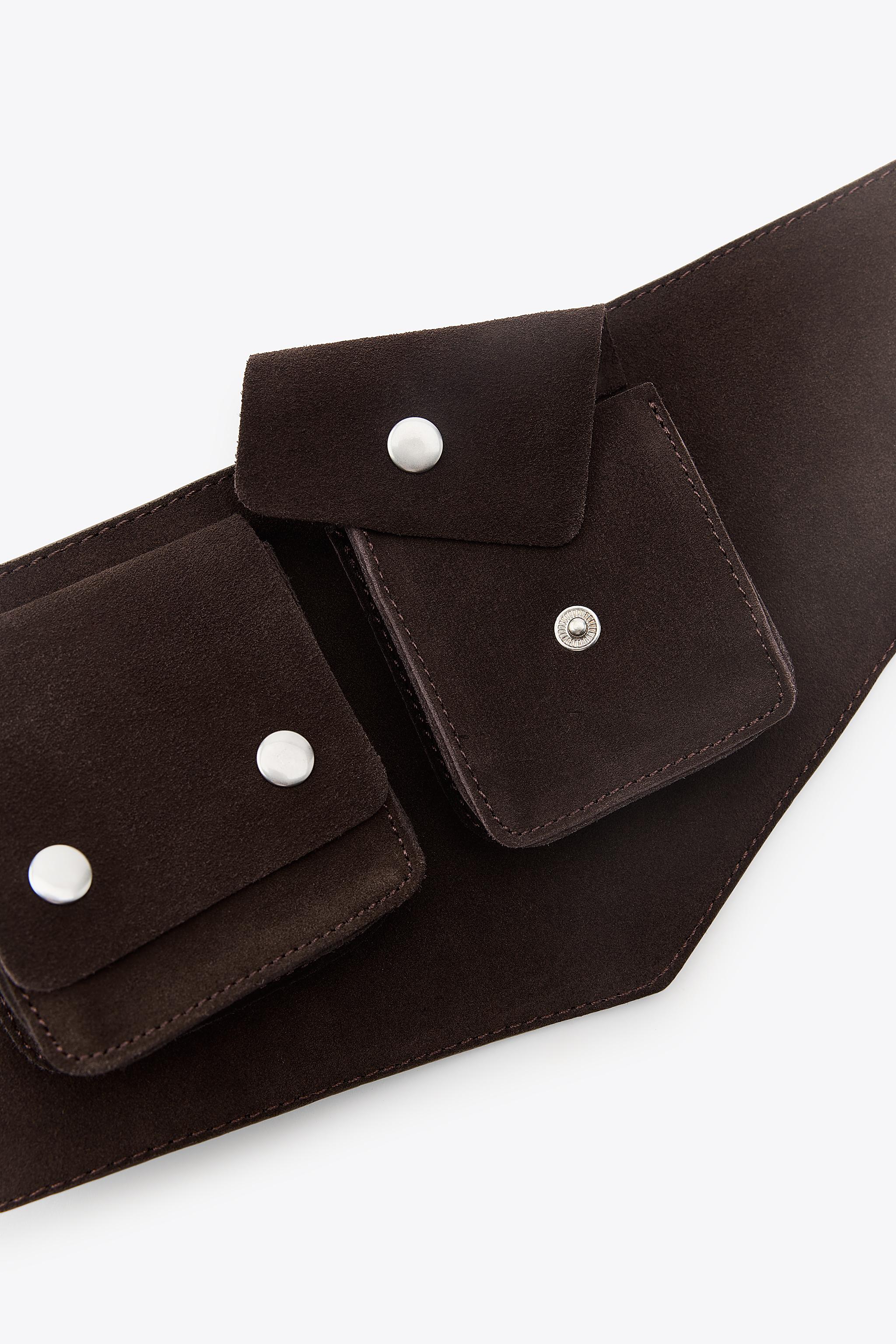 LEATHER CORSET BELT WITH POCKETS