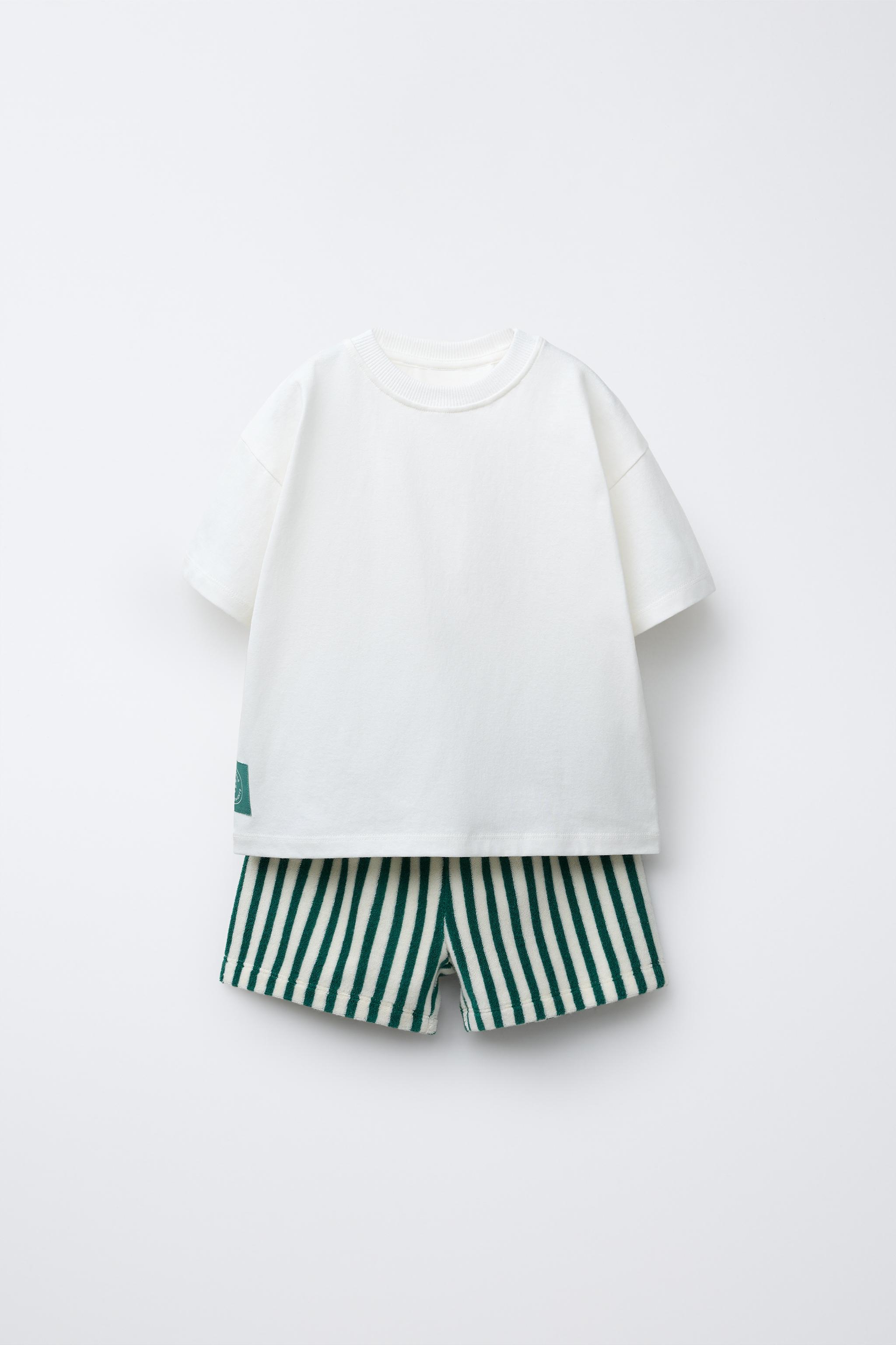 STRIPED TOWEL T-SHIRT AND BERMUDA SET