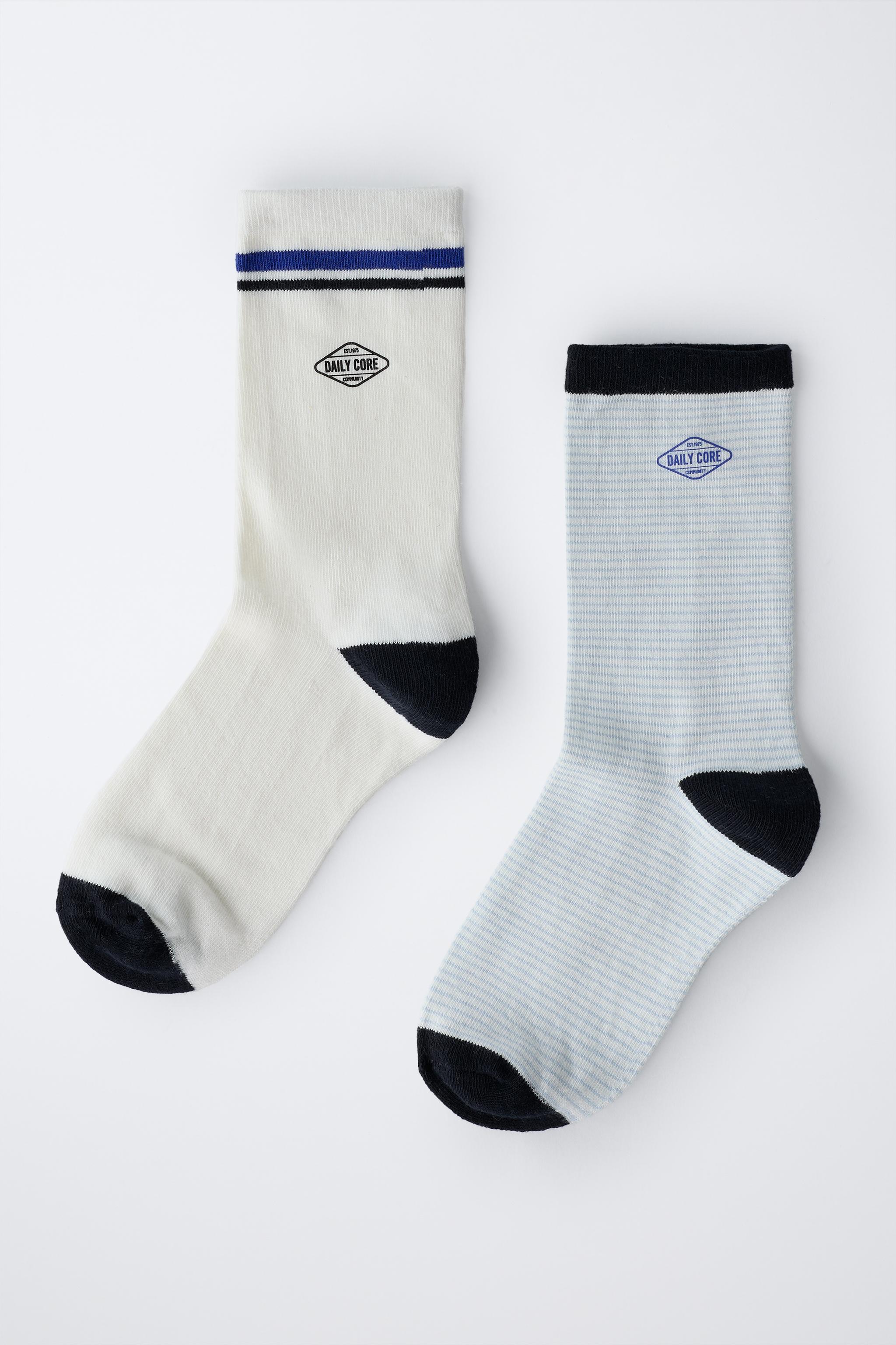 4-14 YEARS/ TWO-PACK OF LOGO AND STRIPED SOCKS