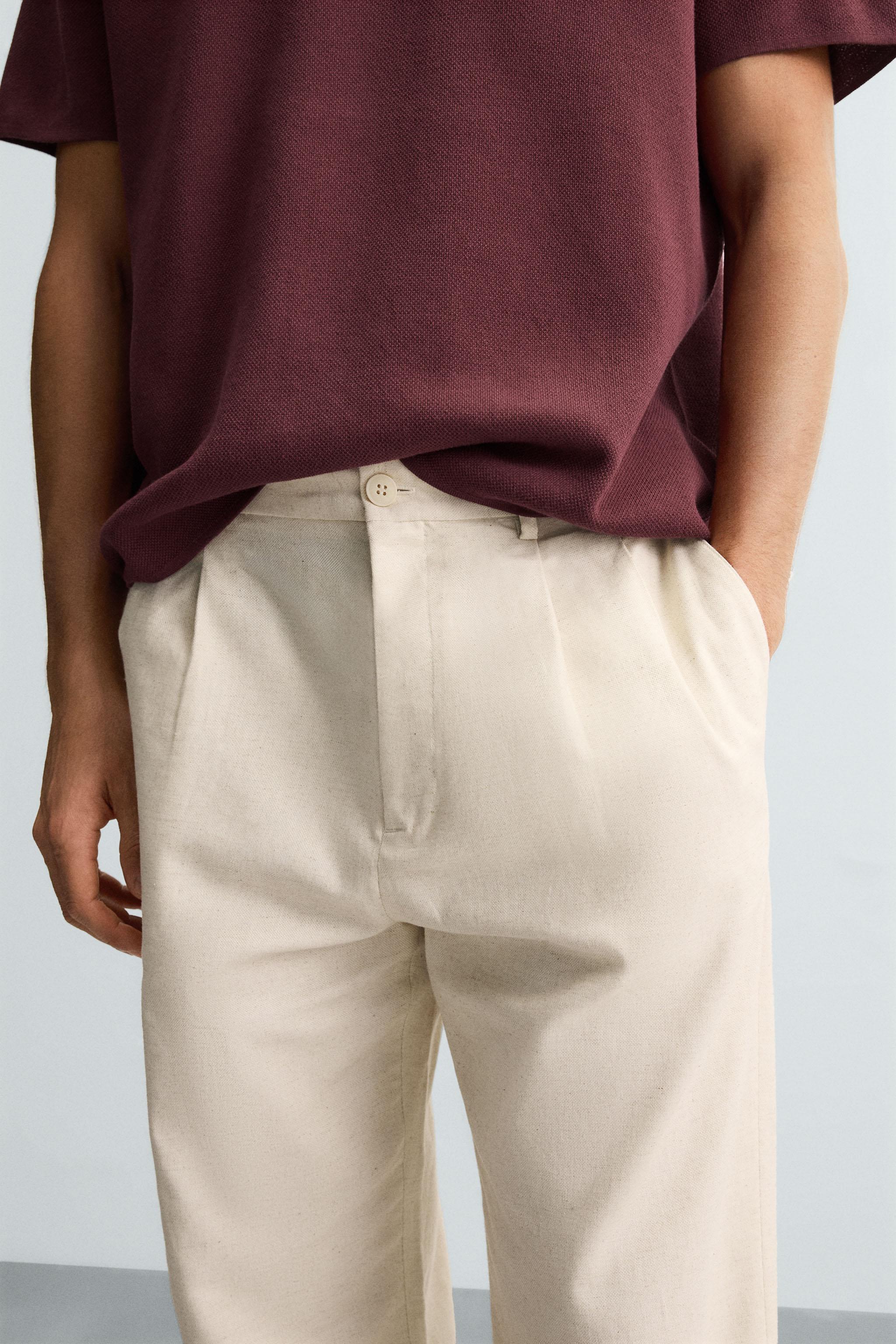 COTTON - LINEN PLEATED PANTS