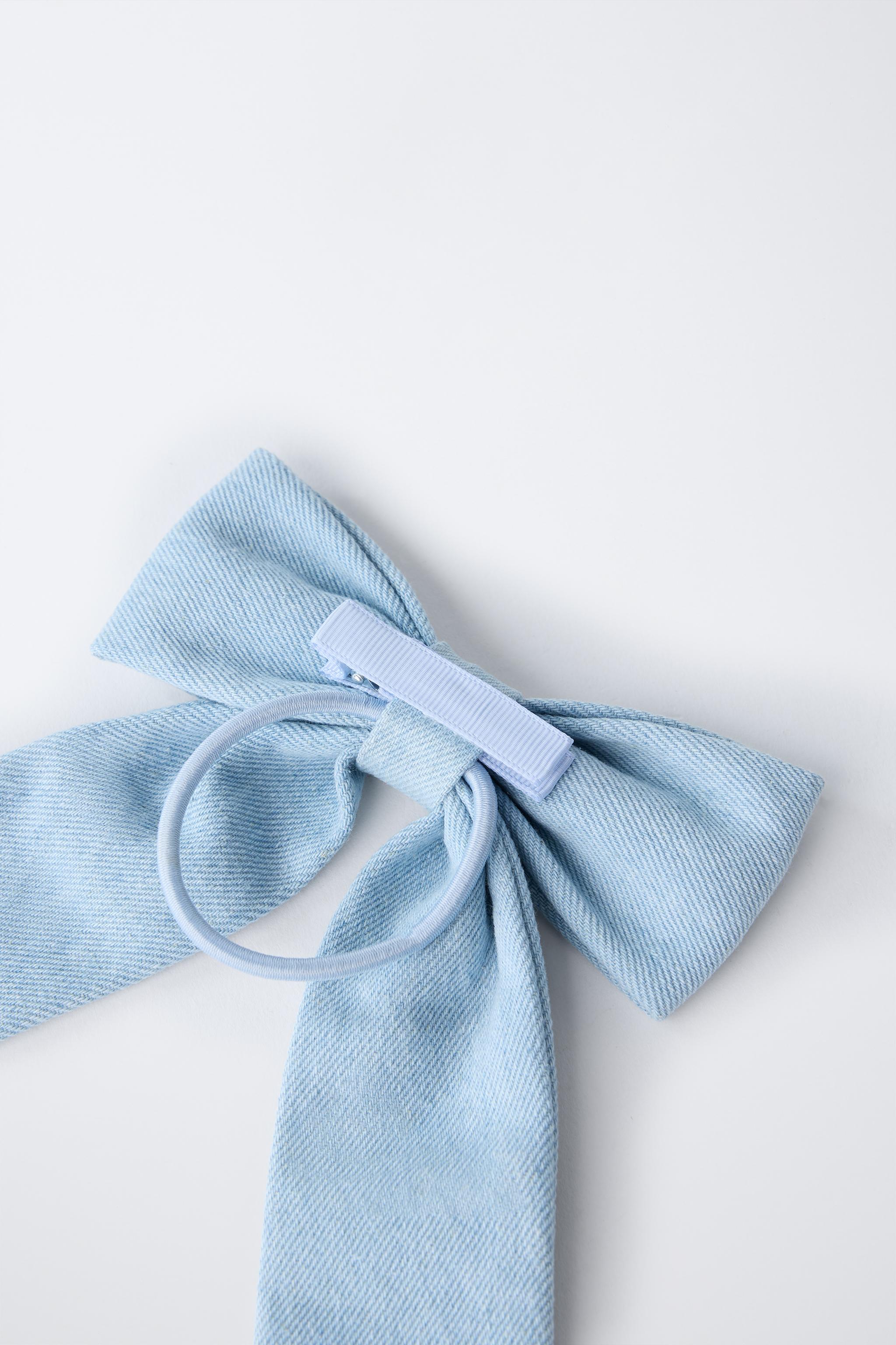 DENIM BOW BOBBY PIN HAIR TIE