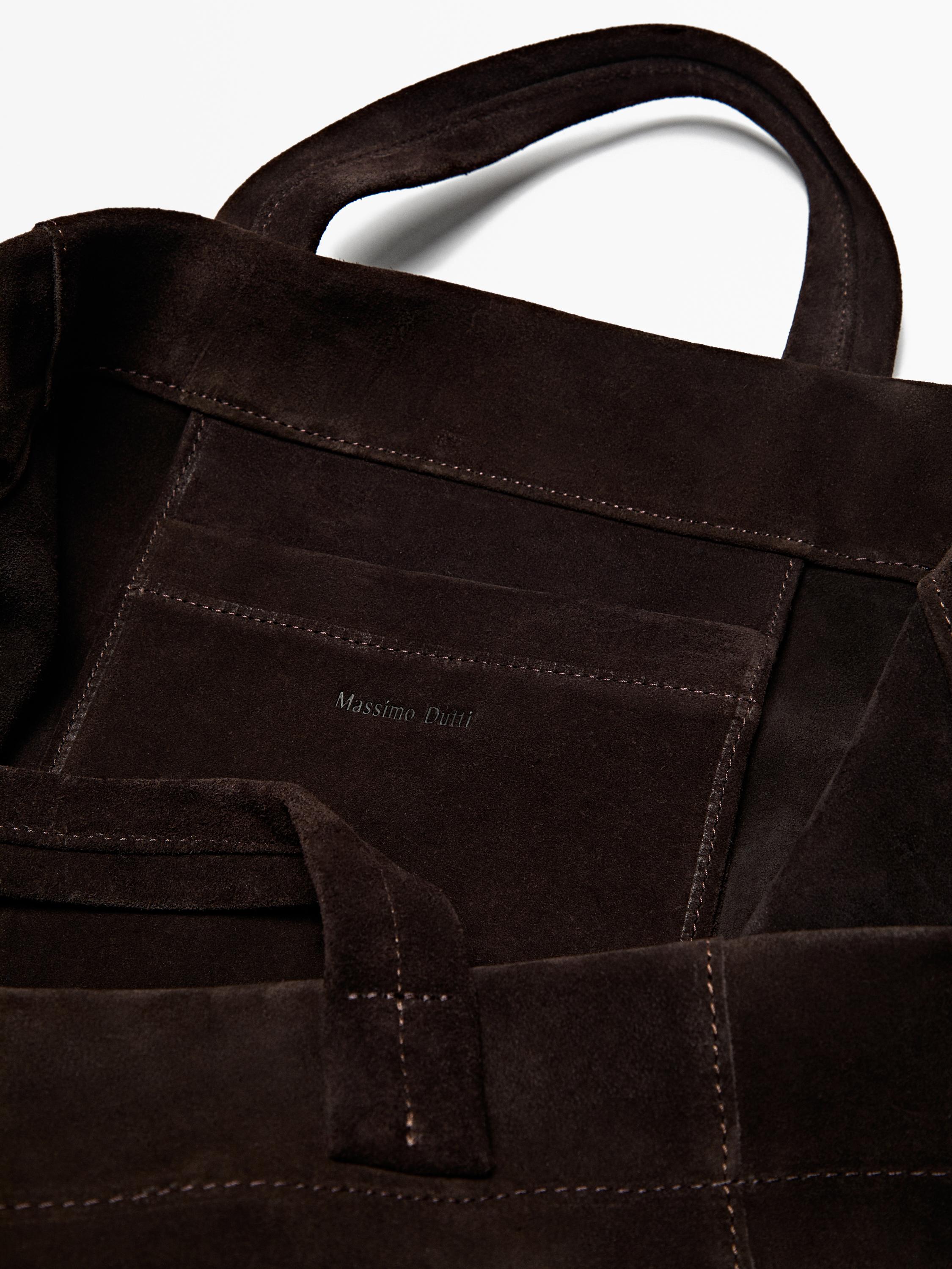 Split suede leather shopper bag