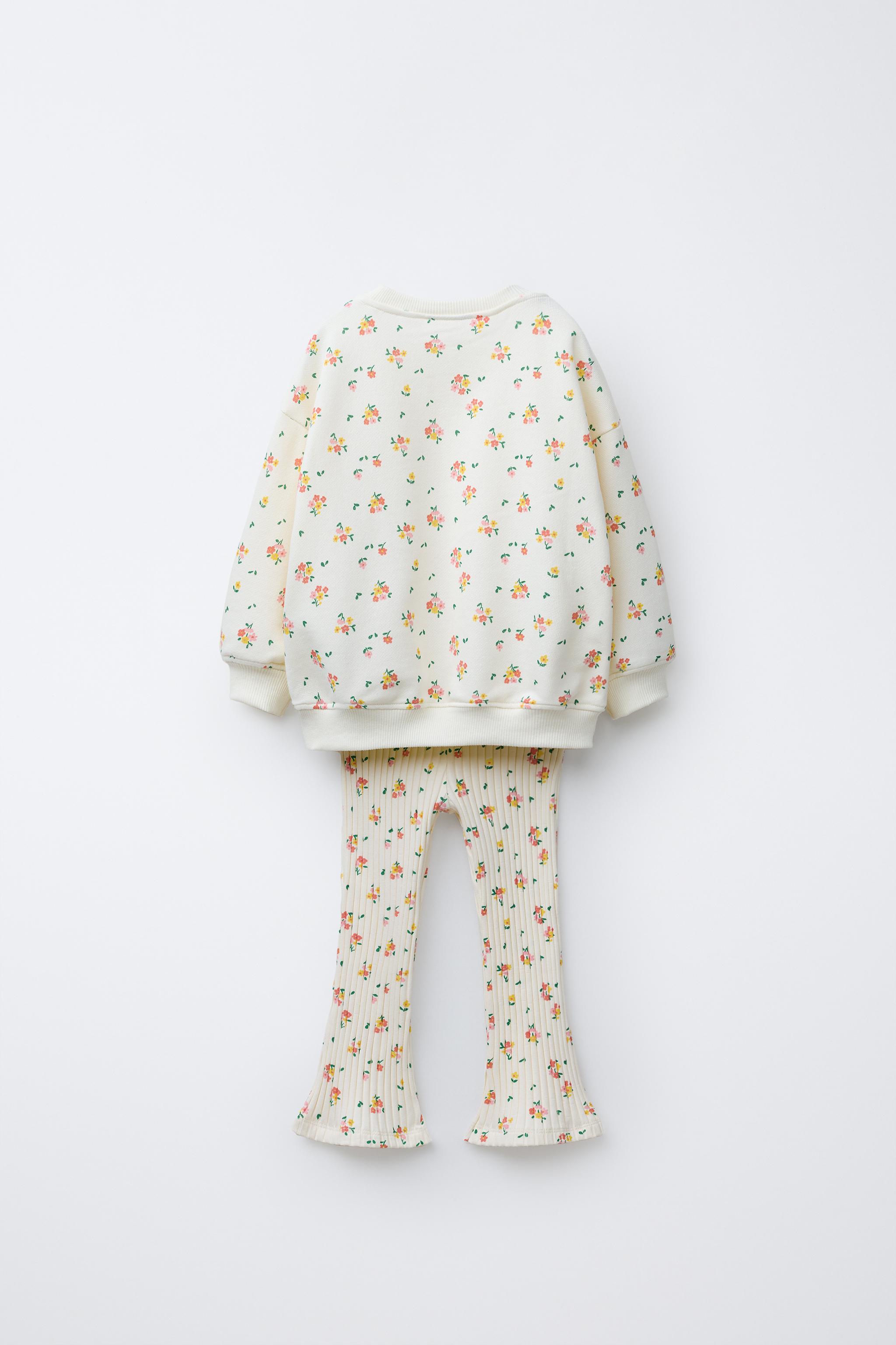 PRINTED RIB FLARE SWEATSHIRT AND LEGGING SET