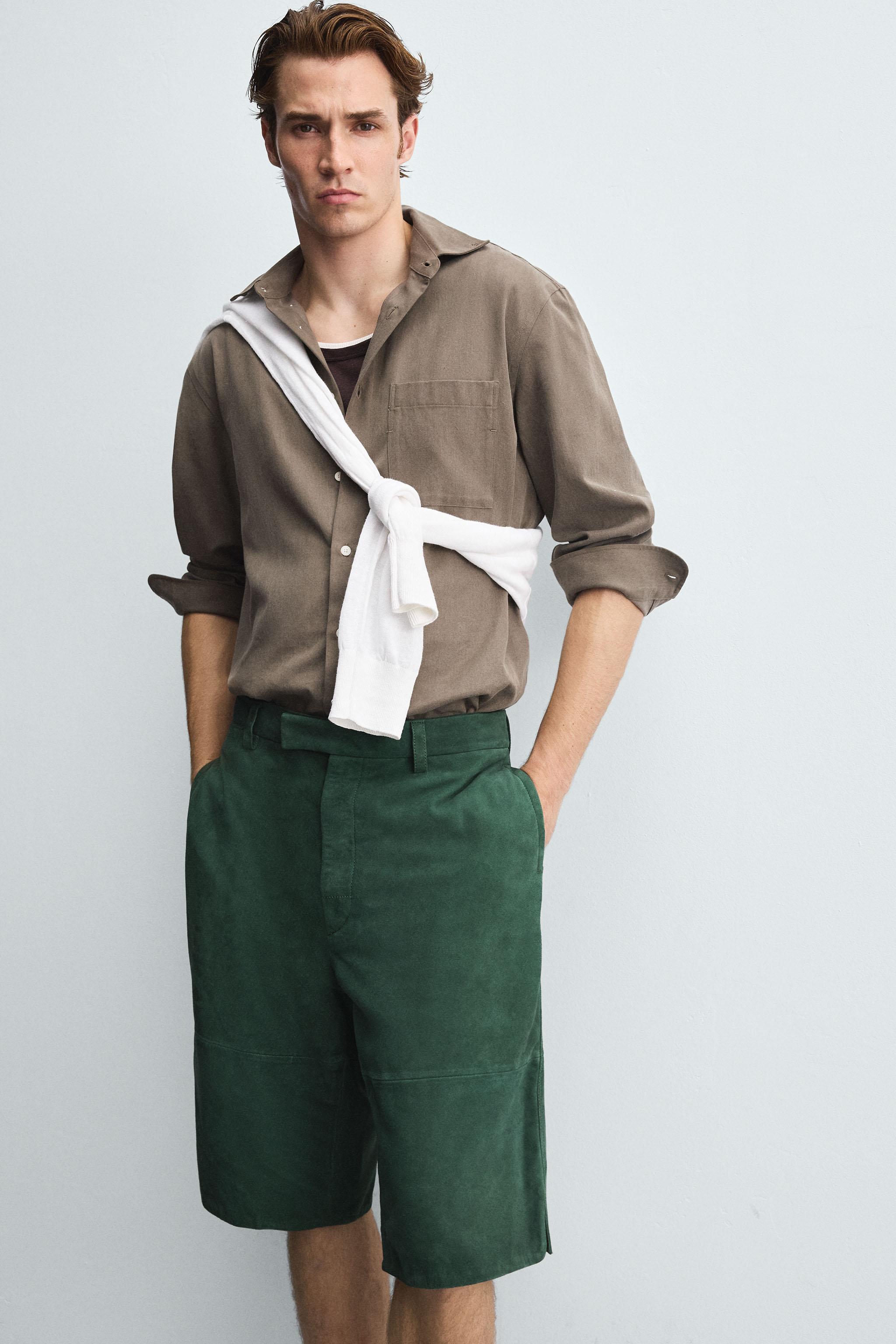 RELAXED FIT SUEDE LEATHER SHORTS