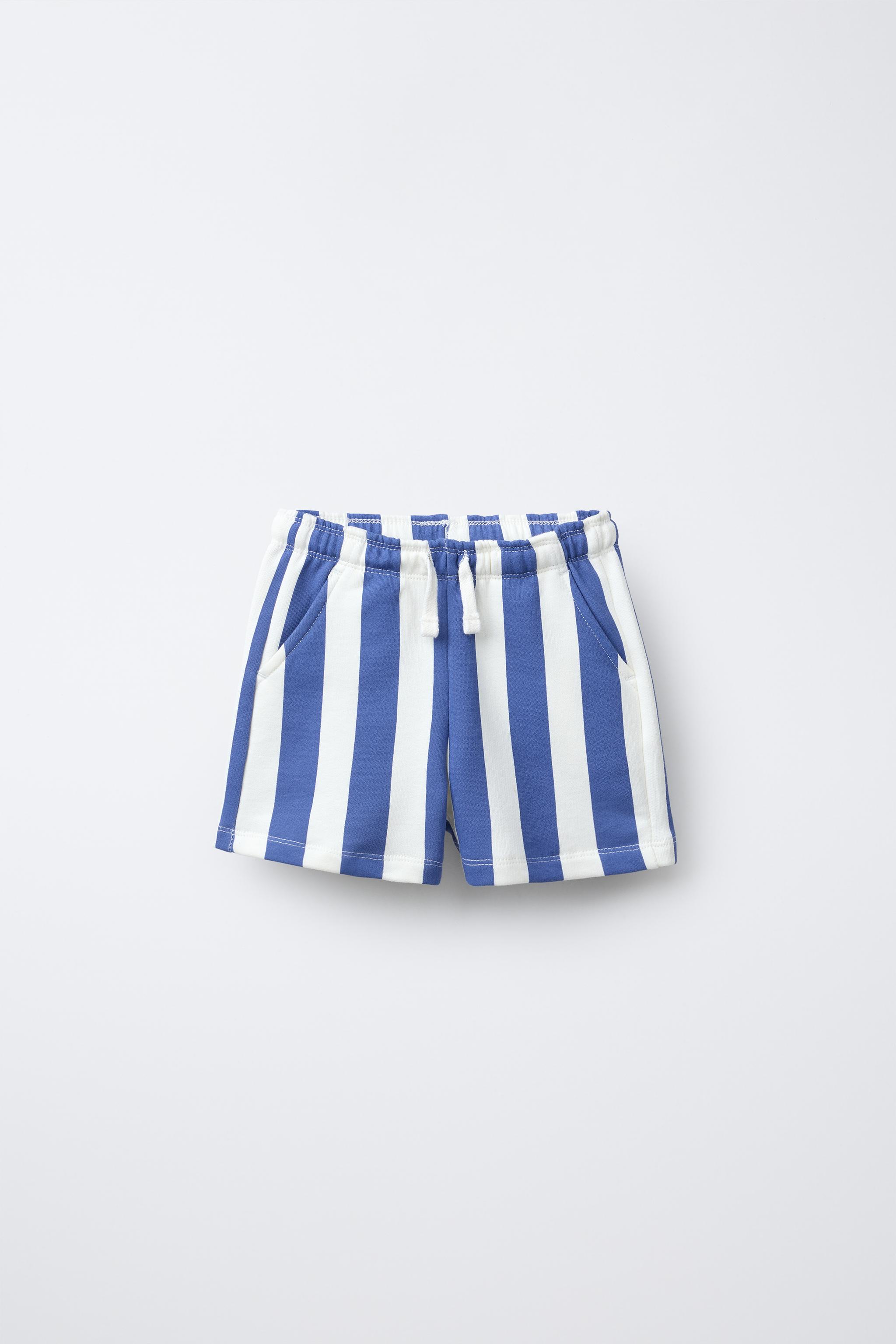STRIPED STRAIGHT PLUSH SHORTS