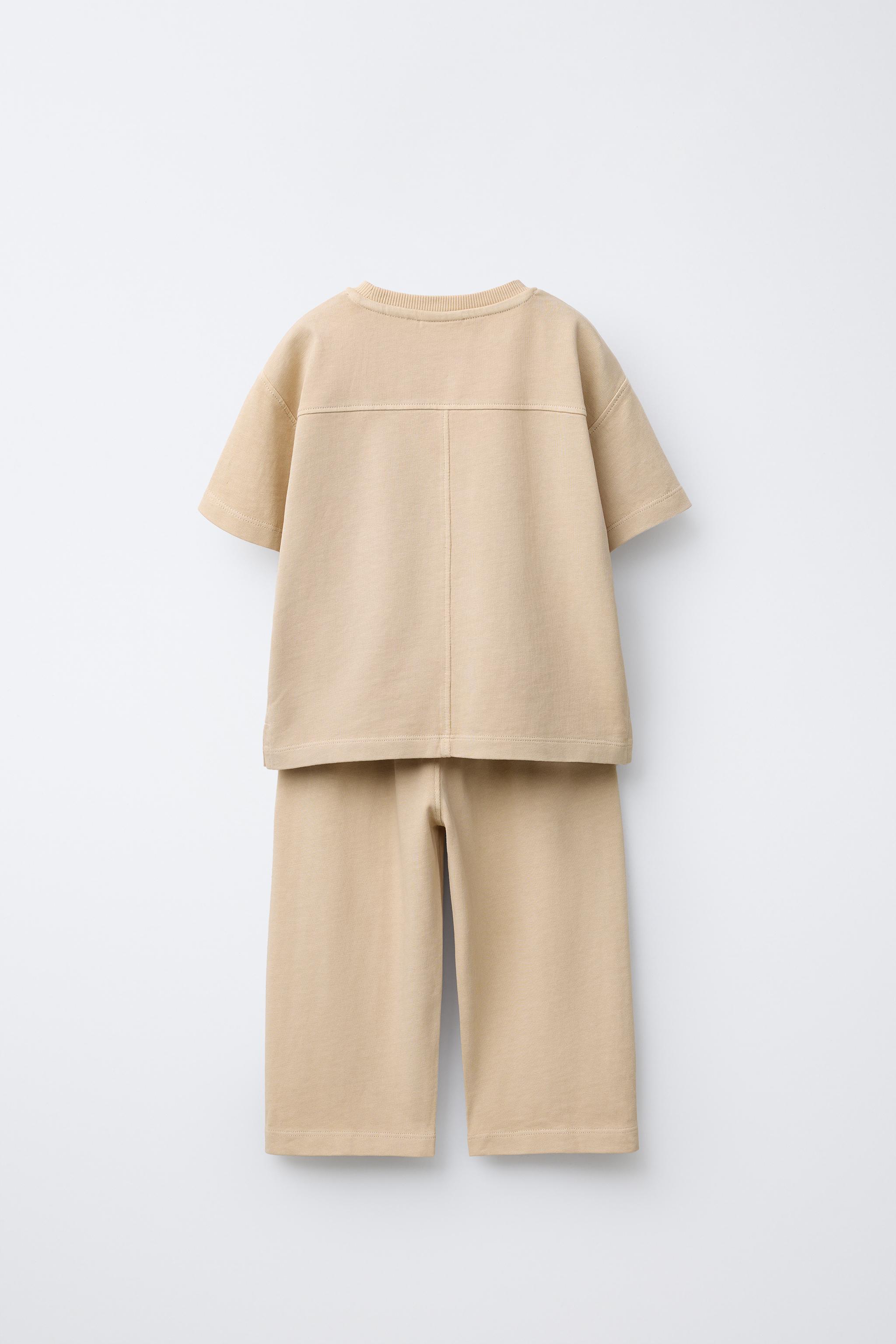 PLAIN WIDE LEG T-SHIRT AND PANTS SET