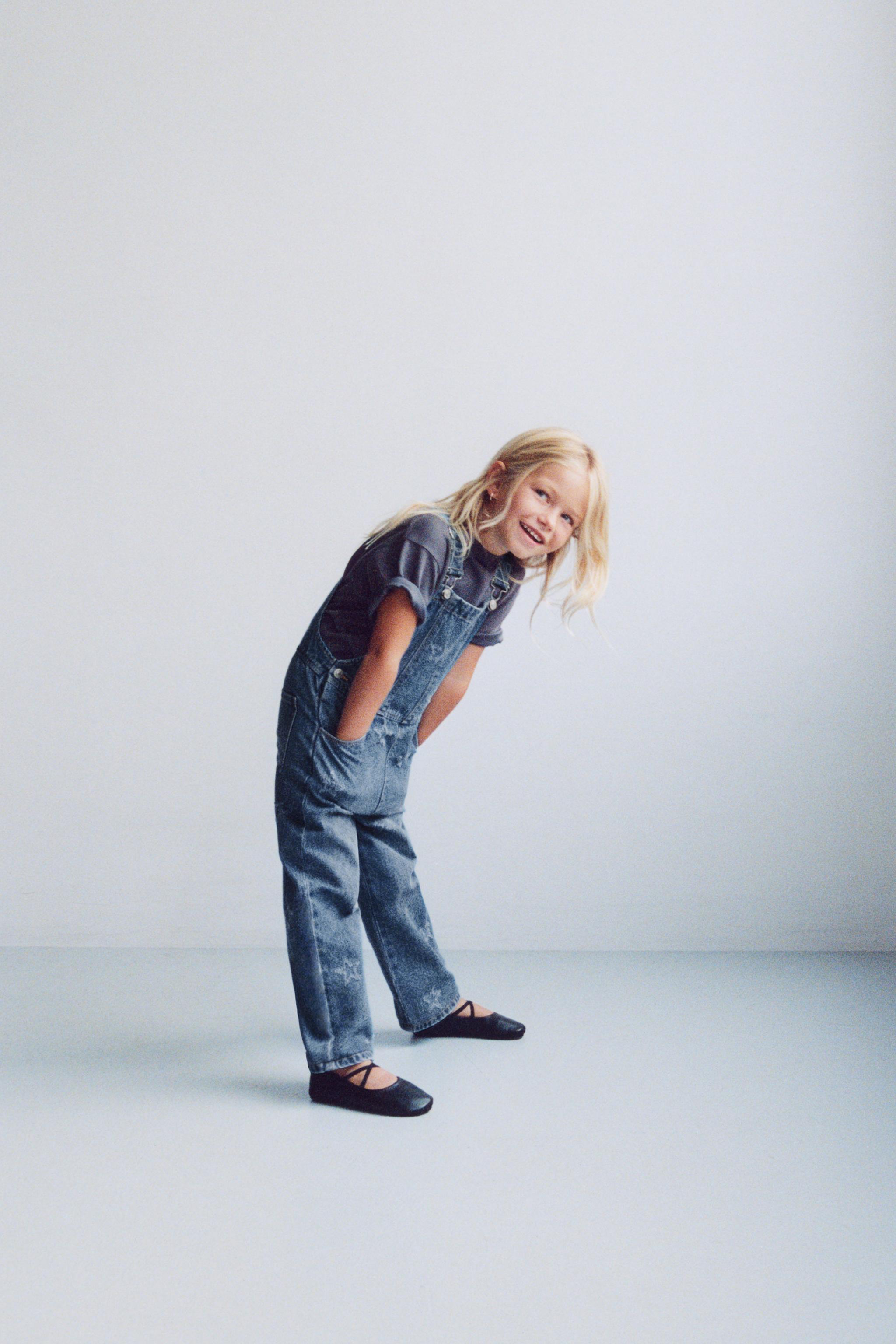EMBROIDERED STAR DENIM LONG OVERALLS