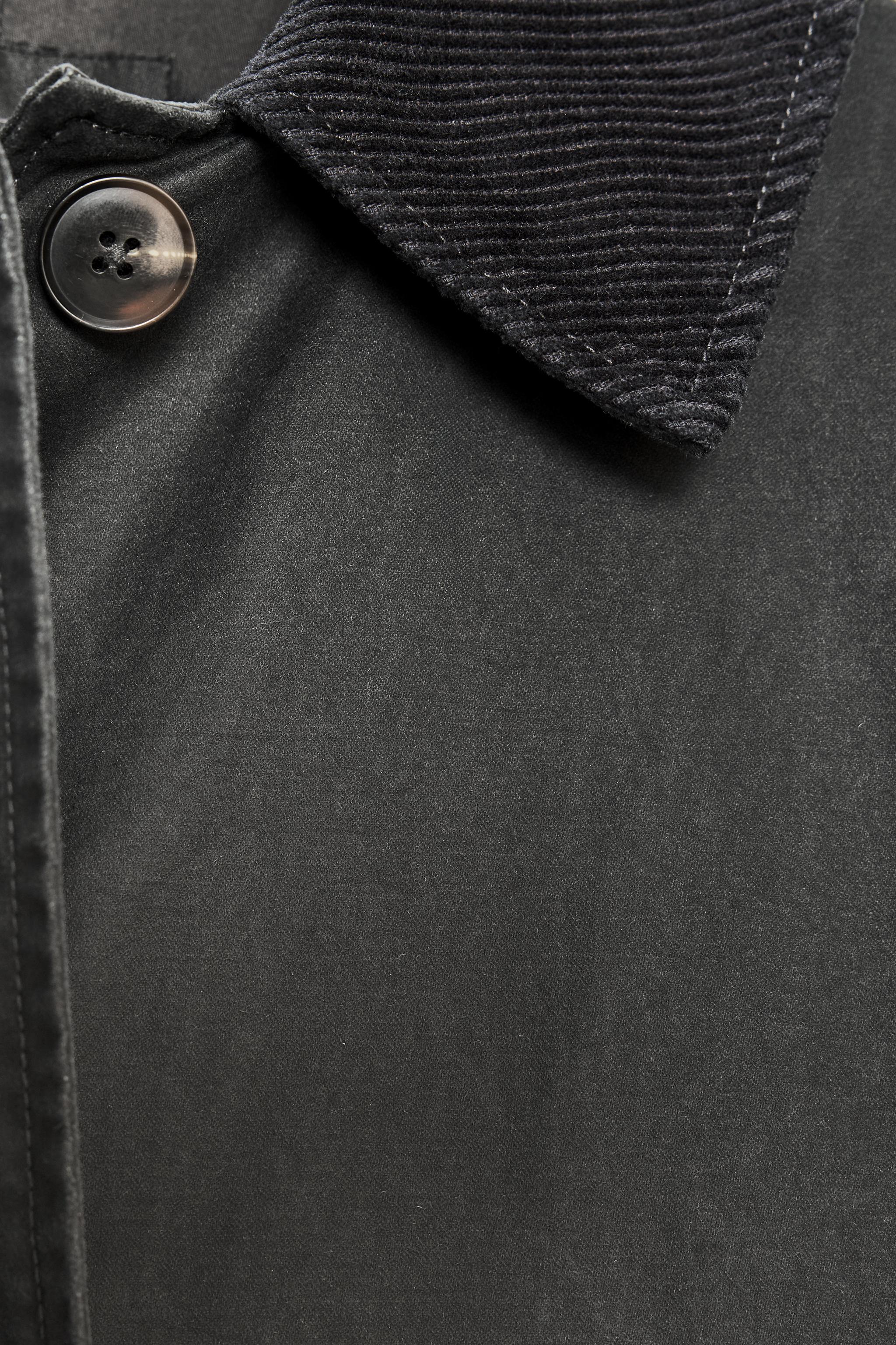 WAXED TRENCH COAT WITH CORDUROY COLLAR
