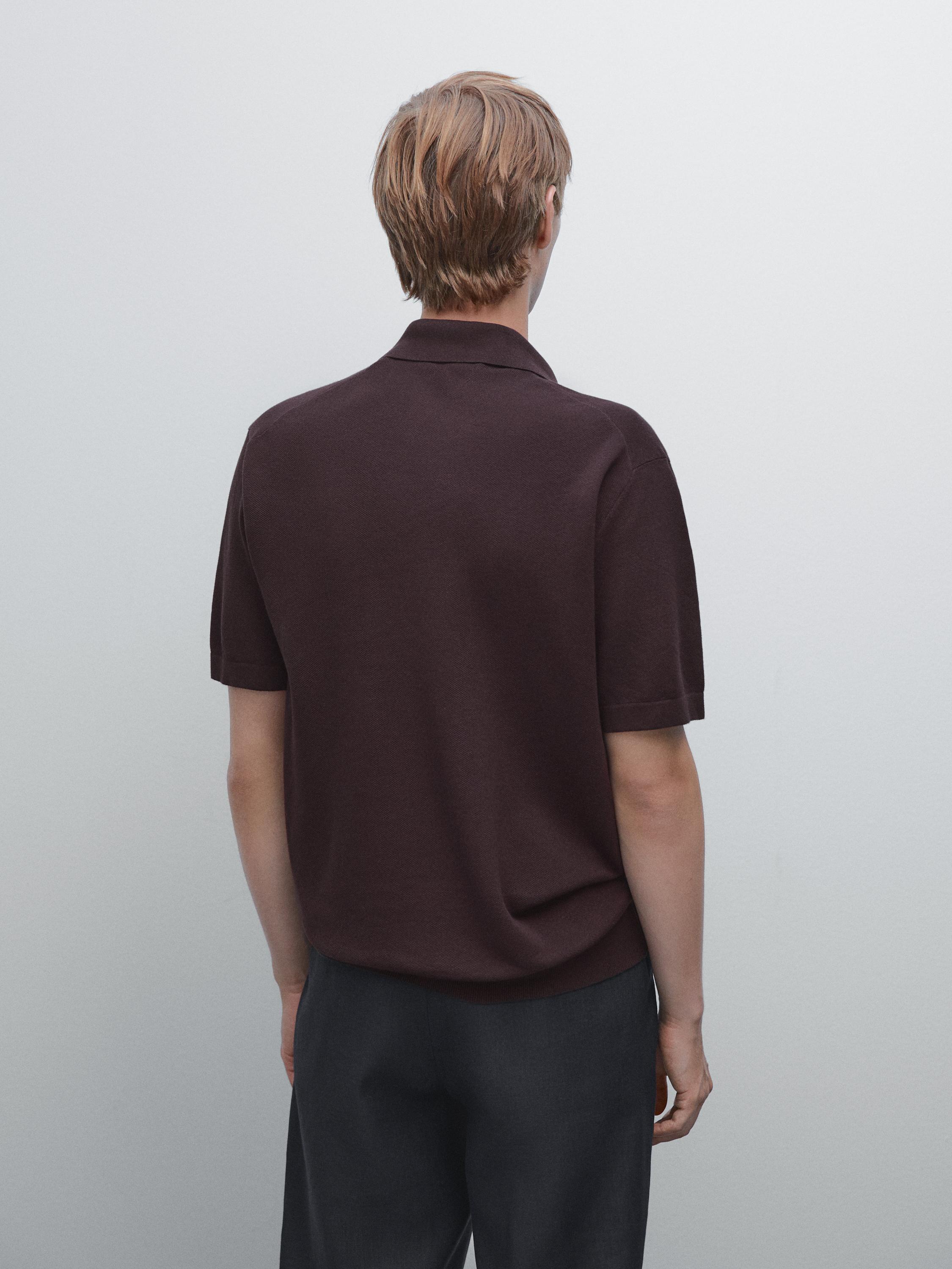 Knit V-neck polo shirt