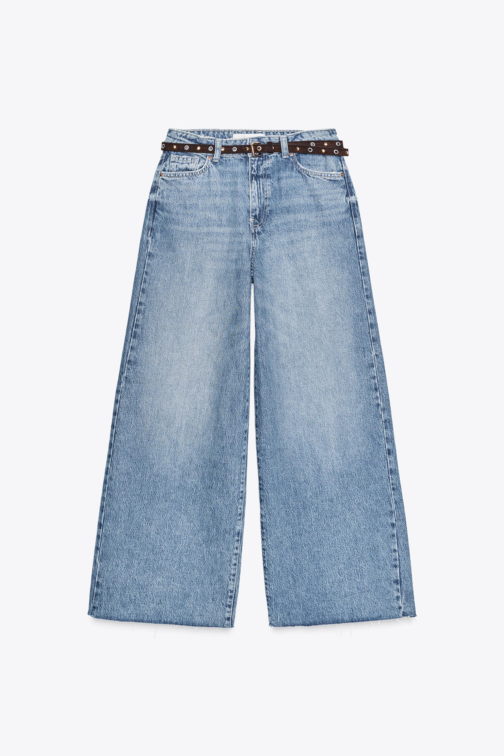 Z1975 WIDE LEG CROPPED HIGH RISE BELTED JEANS