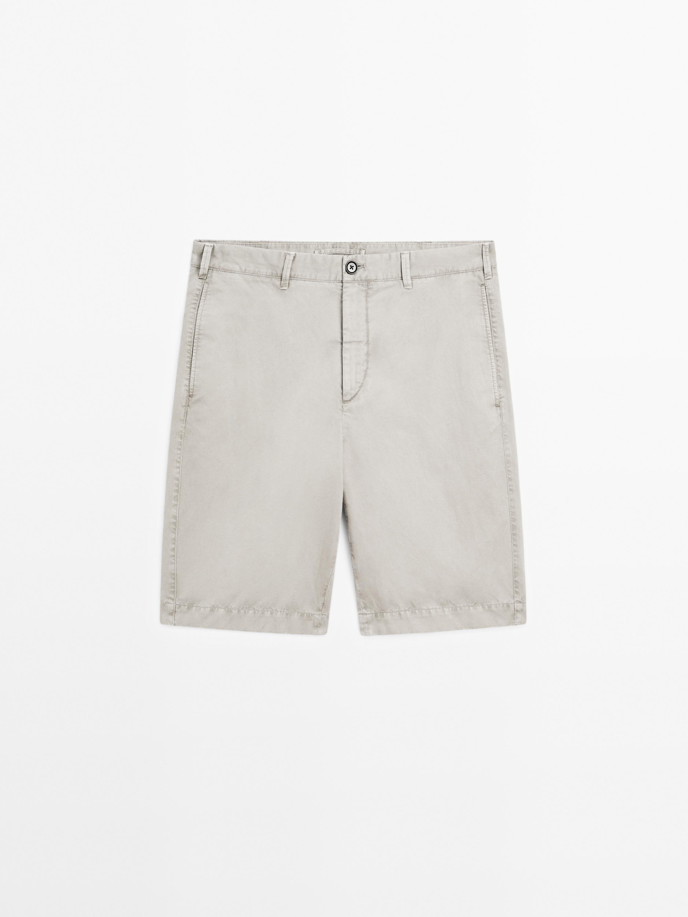 Lightweight linen blend Bermuda shorts
