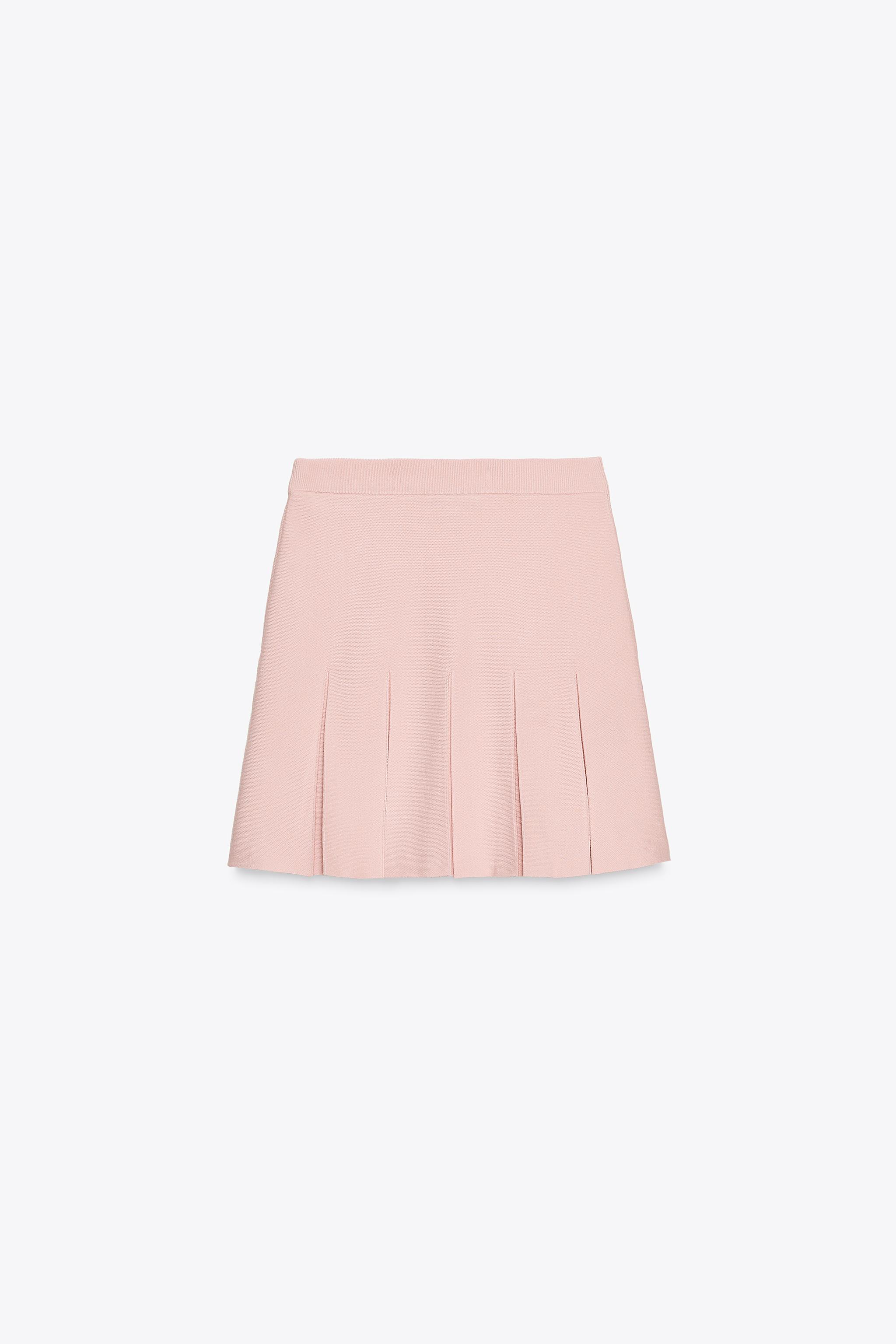 BOX PLEAT KNIT MINI SKIRT